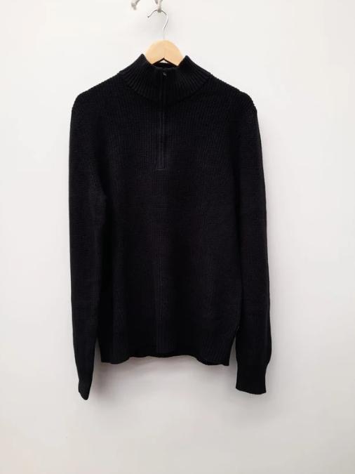 Calvin Klein Black Cotton Half-Zip Sweater Large image 2