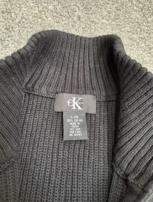Calvin Klein Black Cotton Half-Zip Sweater Large image 4