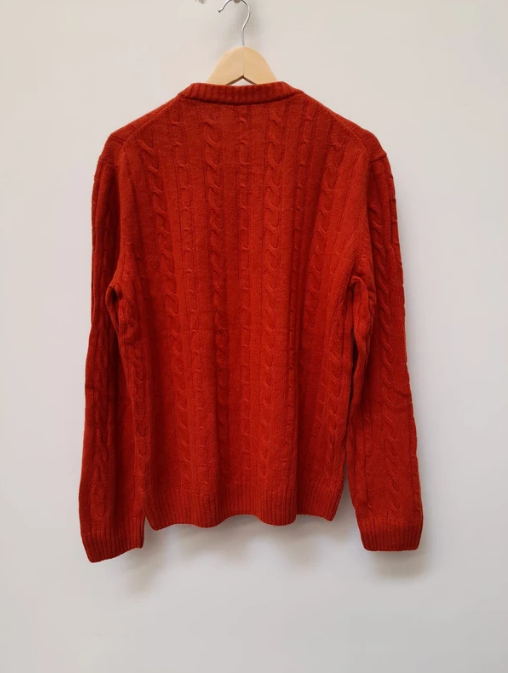 Hugo Boss Men's Orange Cable Knit Wool Jumper M image 3