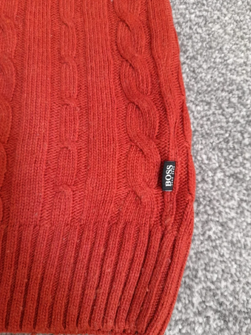Hugo Boss Men's Orange Cable Knit Wool Jumper M image 6