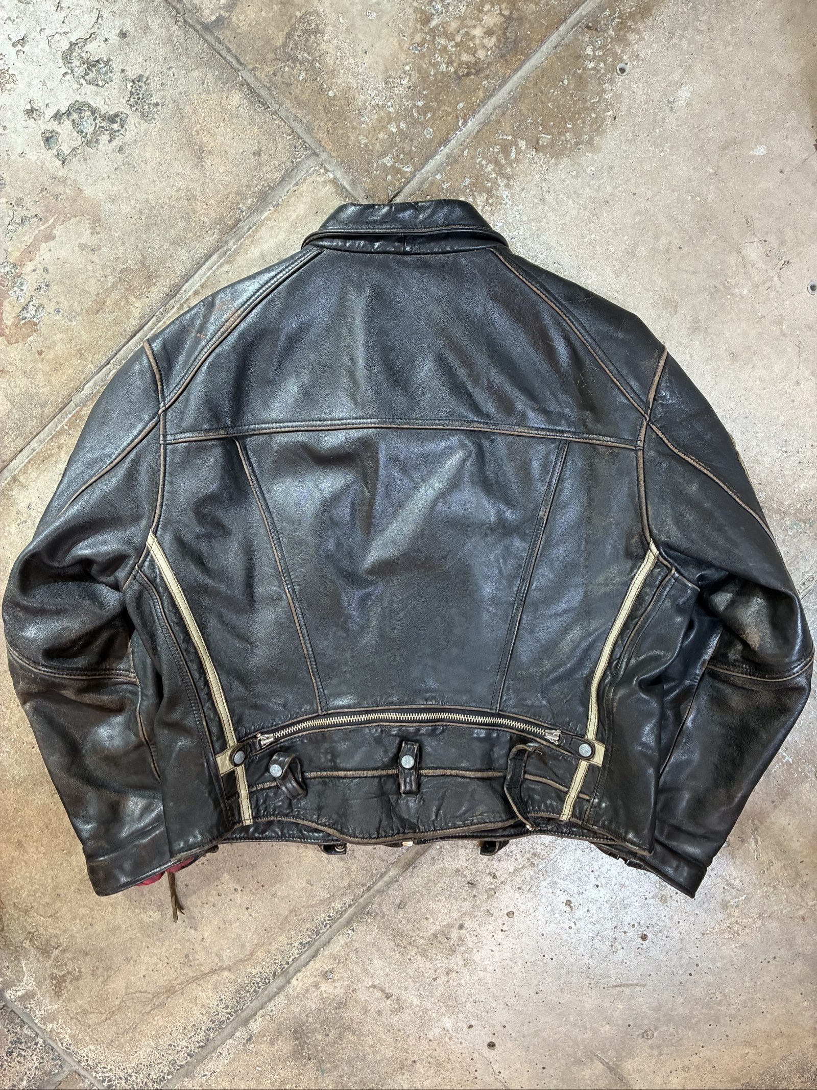 Vintage late 80s Diesel Black Leather Motorcycle Jacket XL image 2