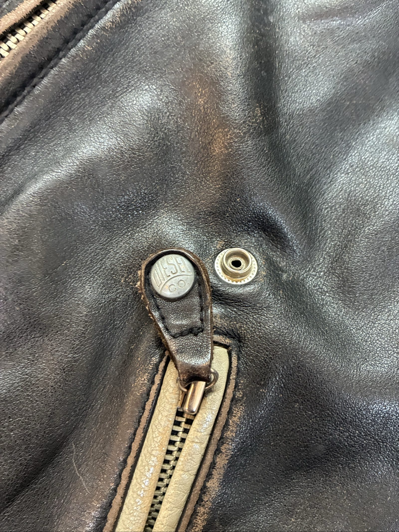 Vintage late 80s Diesel Black Leather Motorcycle Jacket XL image 8