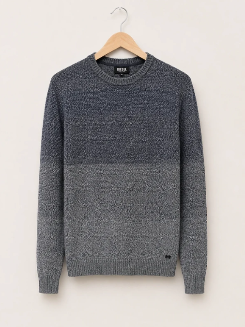 Diesel Men's Grey Gradient Knit Sweater Small