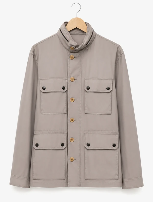 Lacoste Beige Men's Button-Up Field Jacket Large