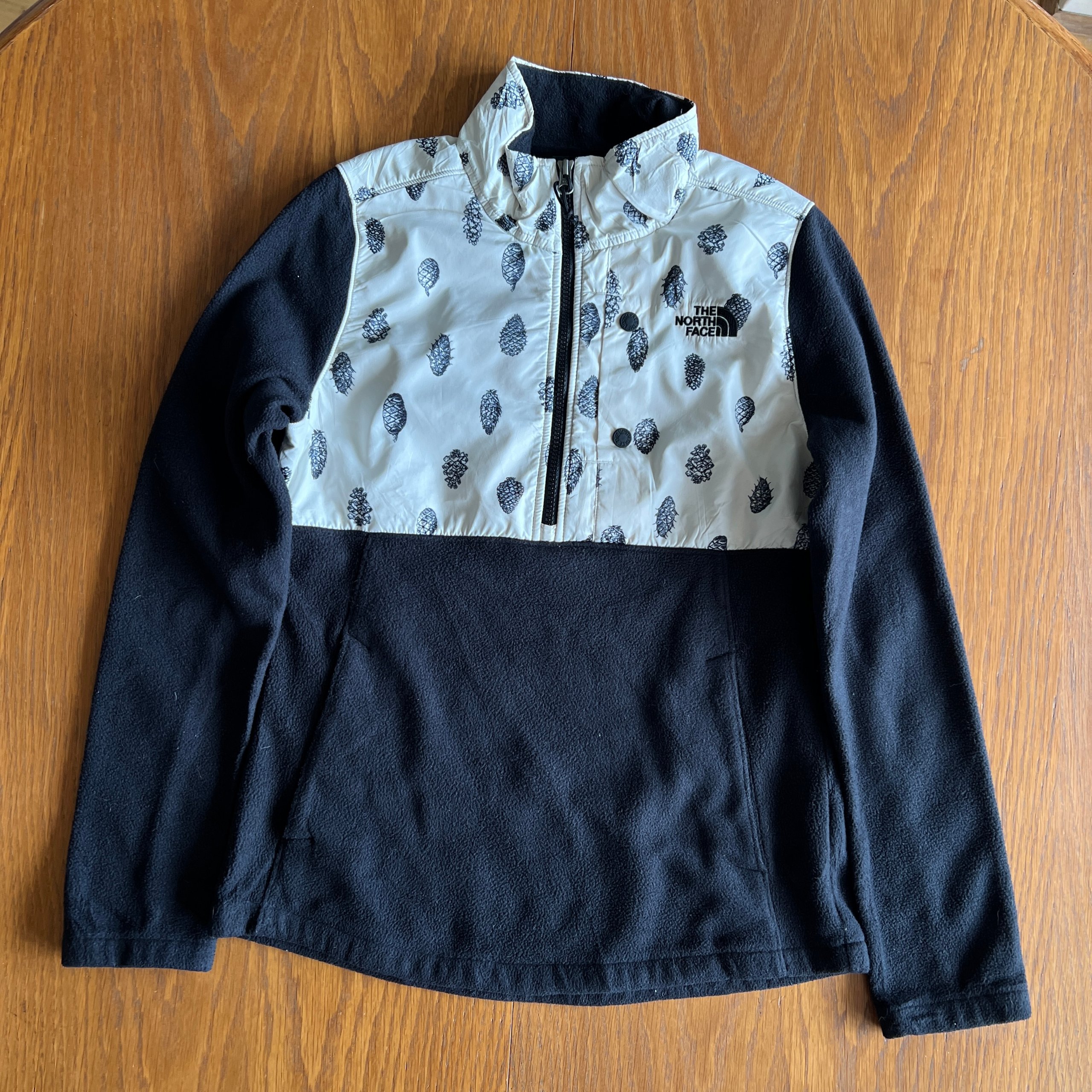 The North Face TKA 100 Pinecone Fleece Half Zip Black White Women's Small FA18