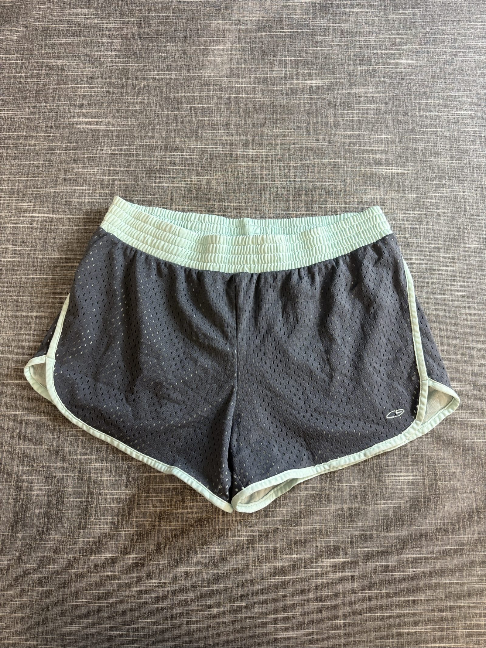 Champion Women’s Duodry+ Mesh Running Shorts Large Grey Mint Trim