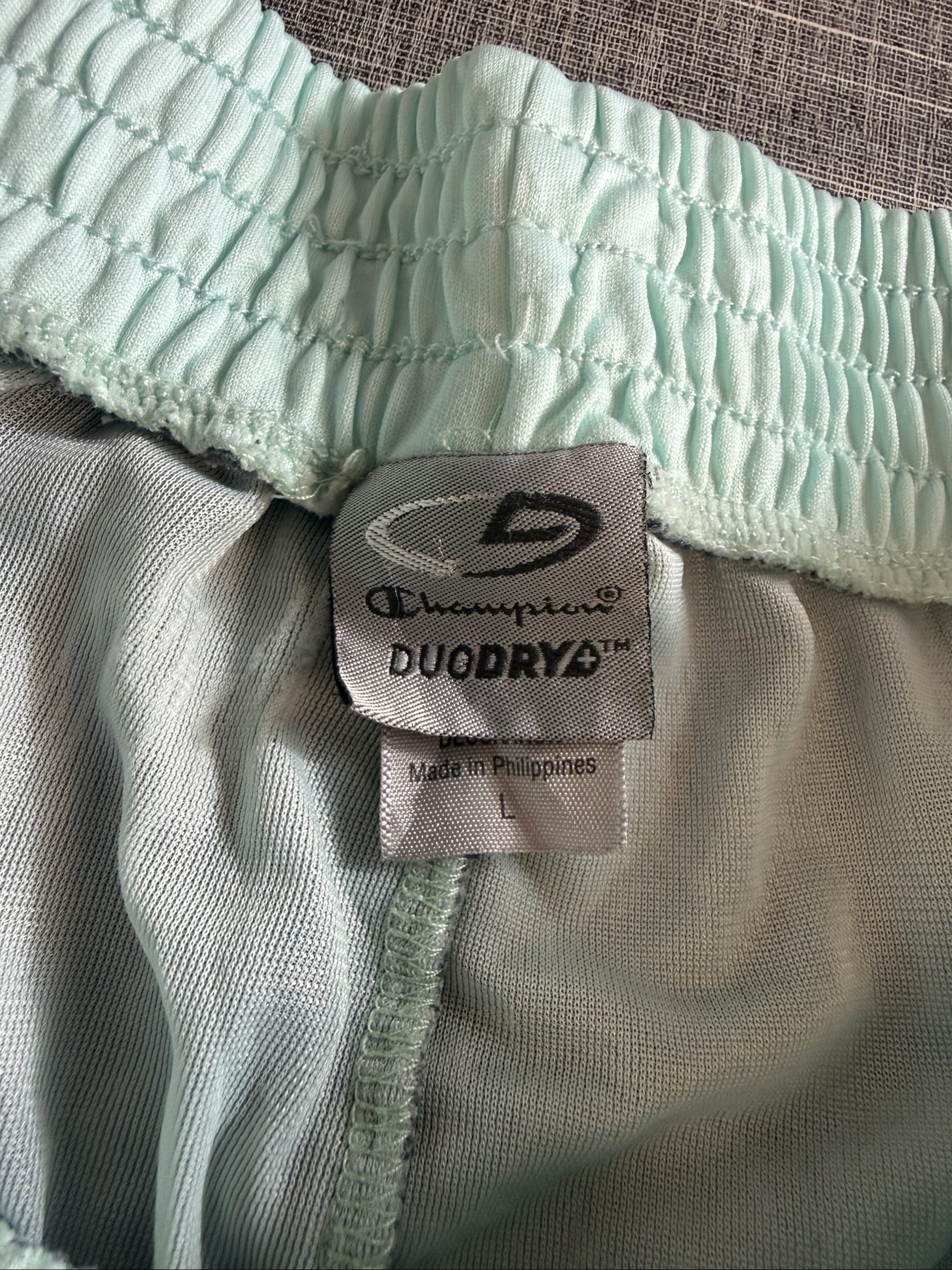 Champion Women’s Duodry+ Mesh Running Shorts Large Grey Mint Trim image 3