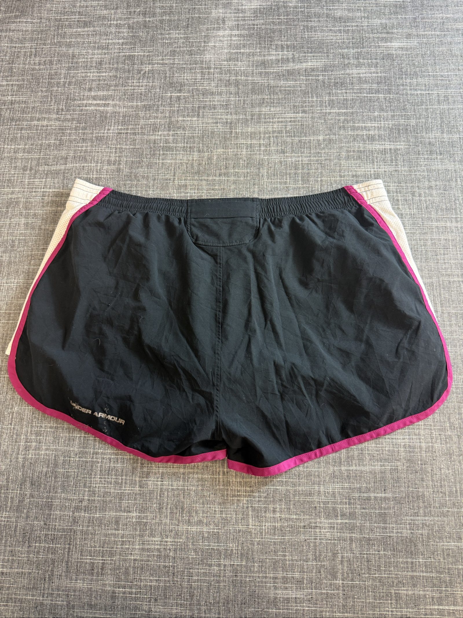 Under Armour Women’s Running Shorts Large Black White with Pink Trim image 4