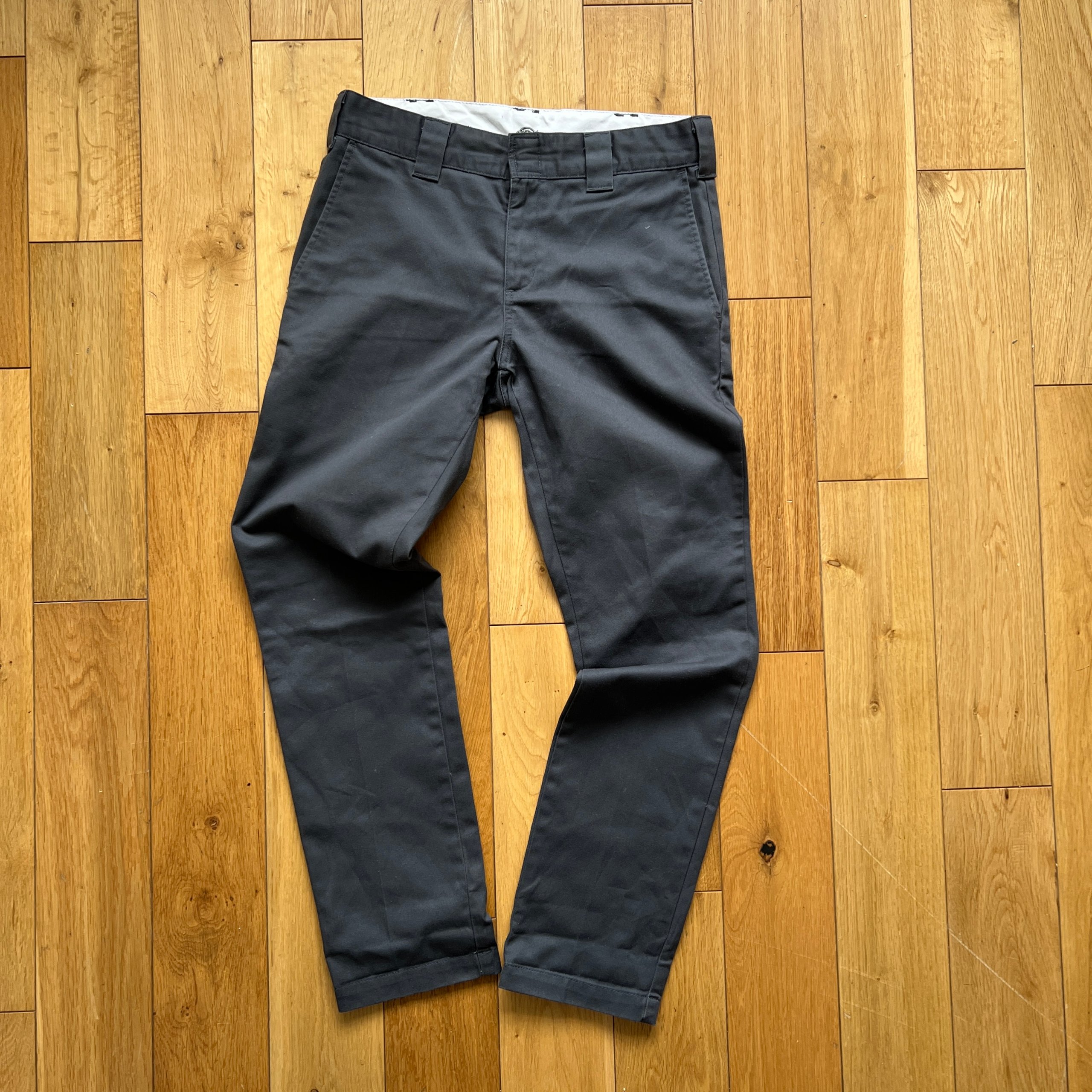 Dickies Slim Fit Work Pants Men's W30 L32 Charcoal Grey Chino Trousers WP872 image 2