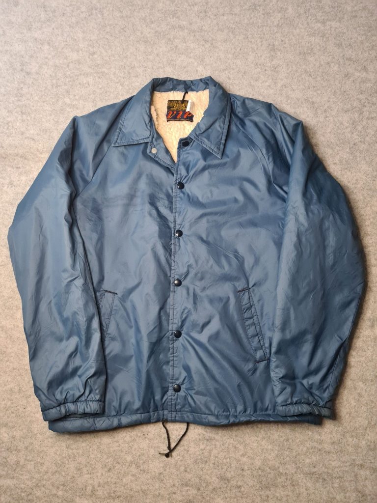 Vintage VIP Sportswear Blue Nylon Sherpa-lined Coach Jacket Size Medium 1156