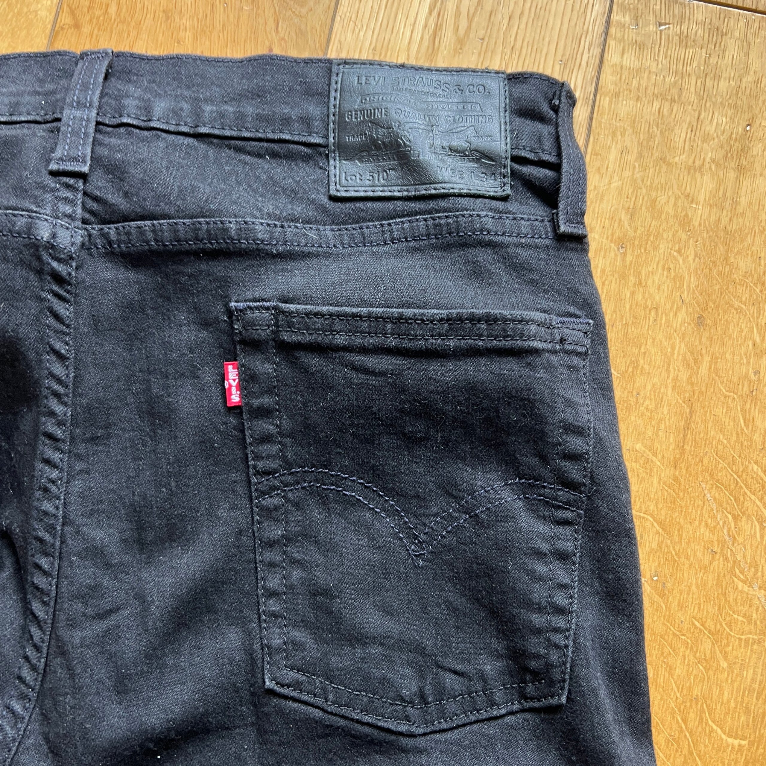 Levis 510 Skinny Fit Jeans Men's W33 L34 Black Denim Levis Premium 05510-0857 image 7