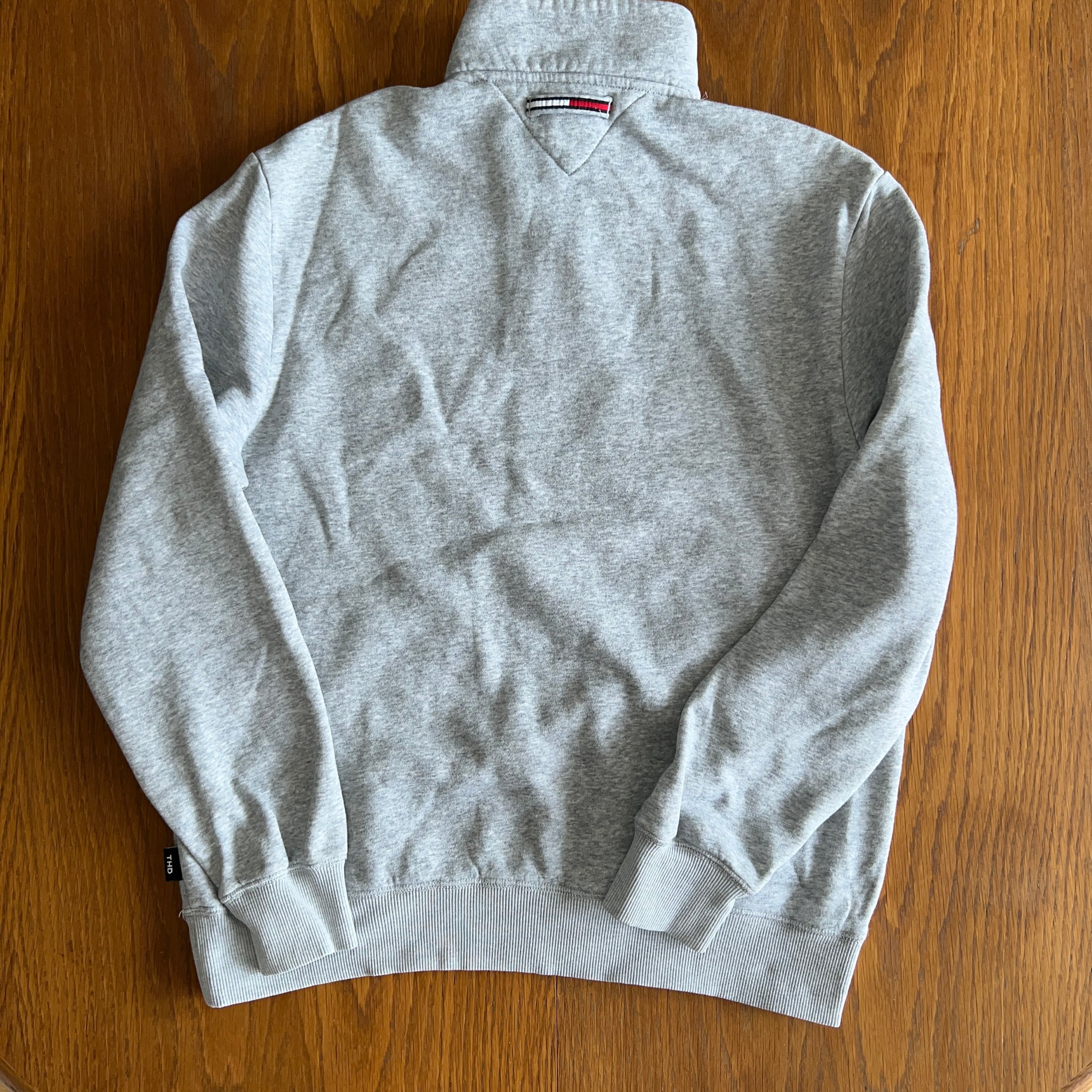 Tommy Hilfiger Denim Quarter Zip Sweatshirt Mens M Grey Spellout Pocket image 2