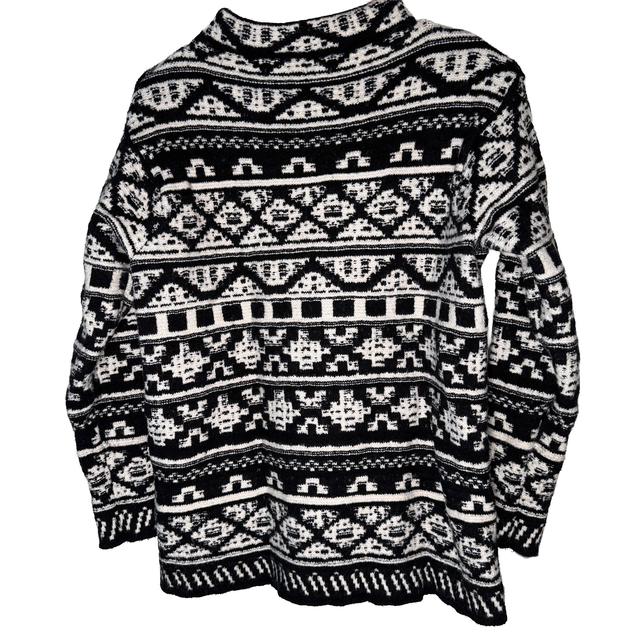 J Jill - Women's Black & White Patterned Sweater - Size Medium image 2