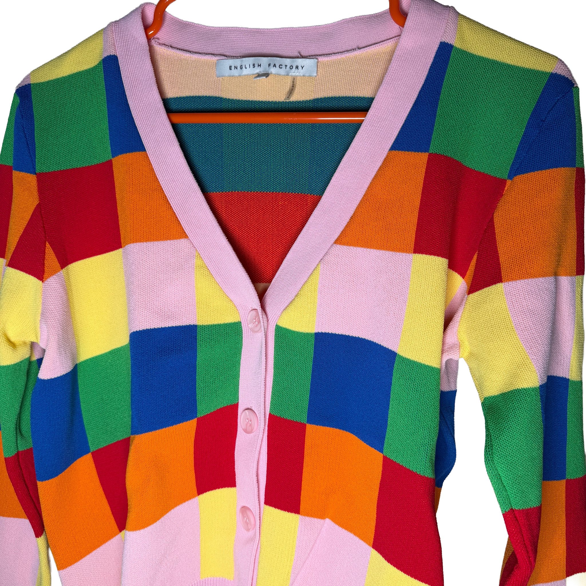 English Factory - Women's Multi-Colour Block Button Cardigan - Size Medium