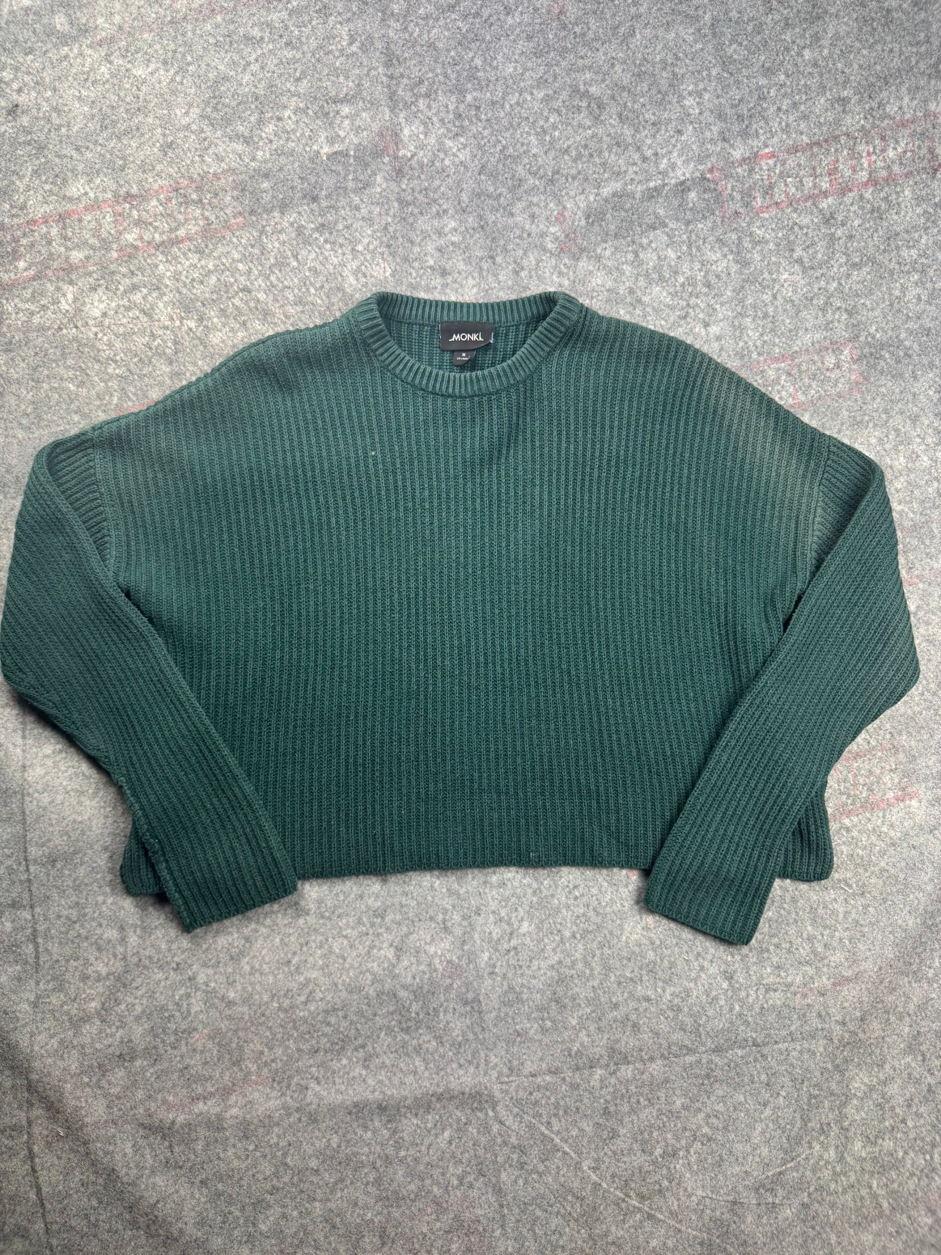 Monki Forest Green Rib Knit Crop Jumper Women’s M