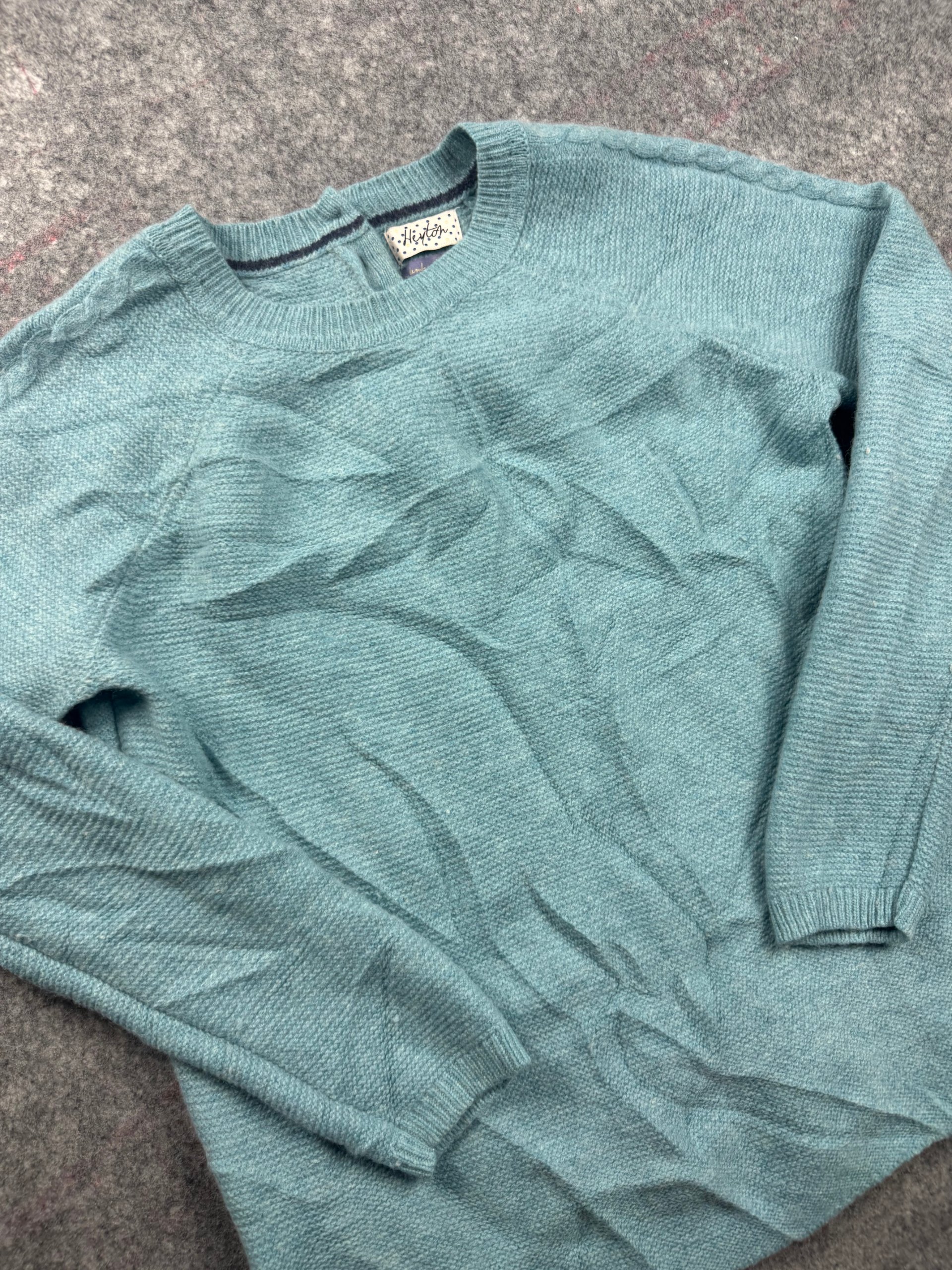 Heyton Teal Lambswool Blend Cable Detail Button Back Jumper UK 12 image 2