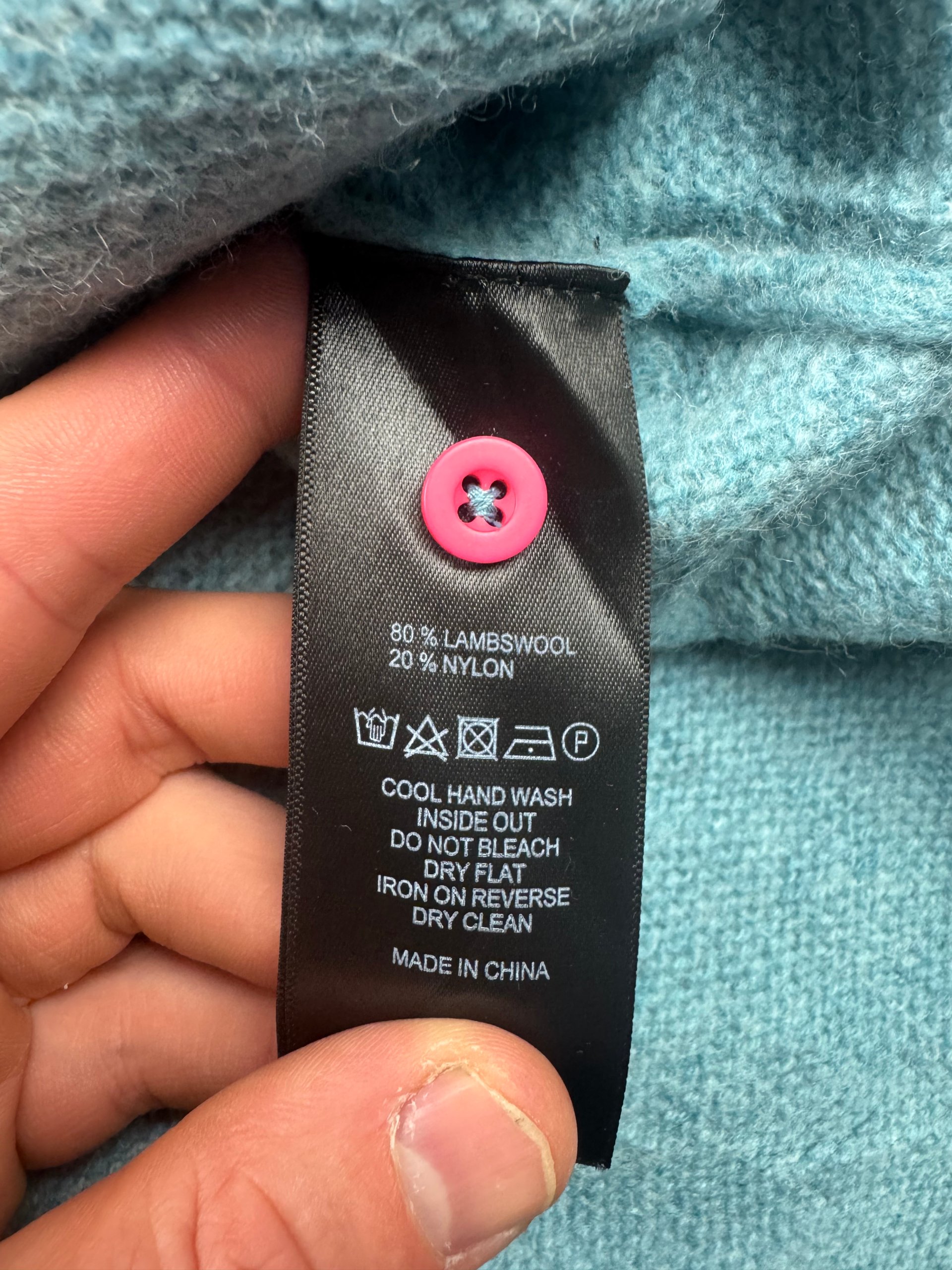 Heyton Teal Lambswool Blend Cable Detail Button Back Jumper UK 12 image 4