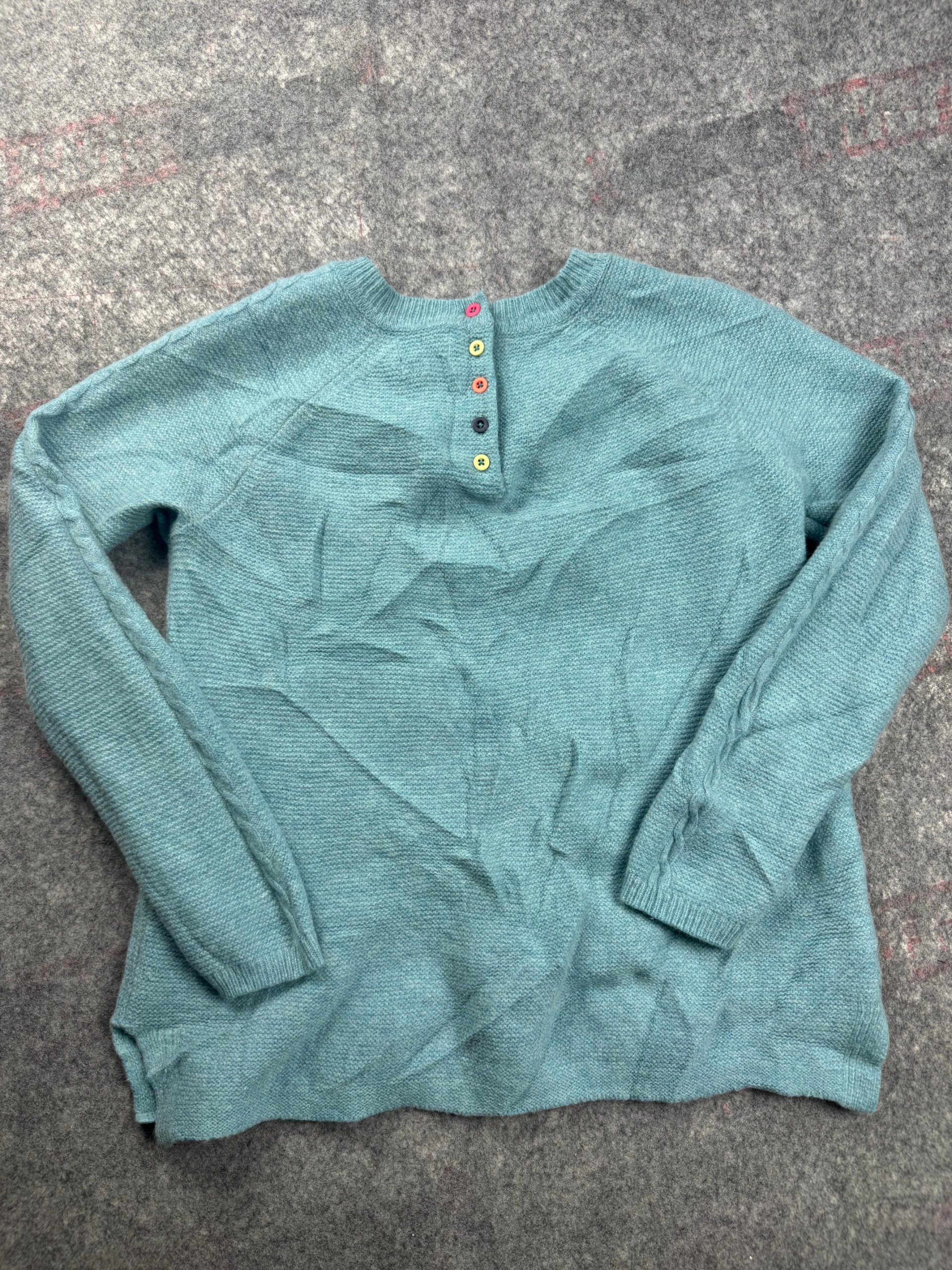 Heyton Teal Lambswool Blend Cable Detail Button Back Jumper UK 12 image 5