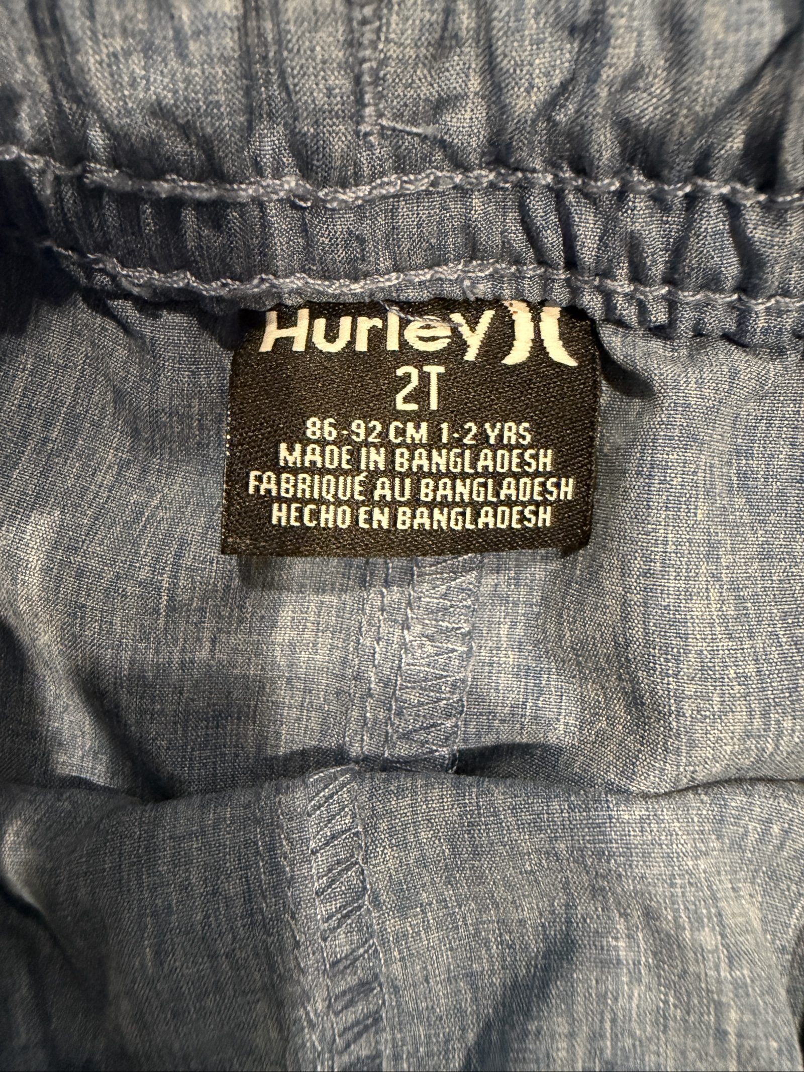 Hurley Kids Blue Chambray Shorts 2T 1-2 Years image 2