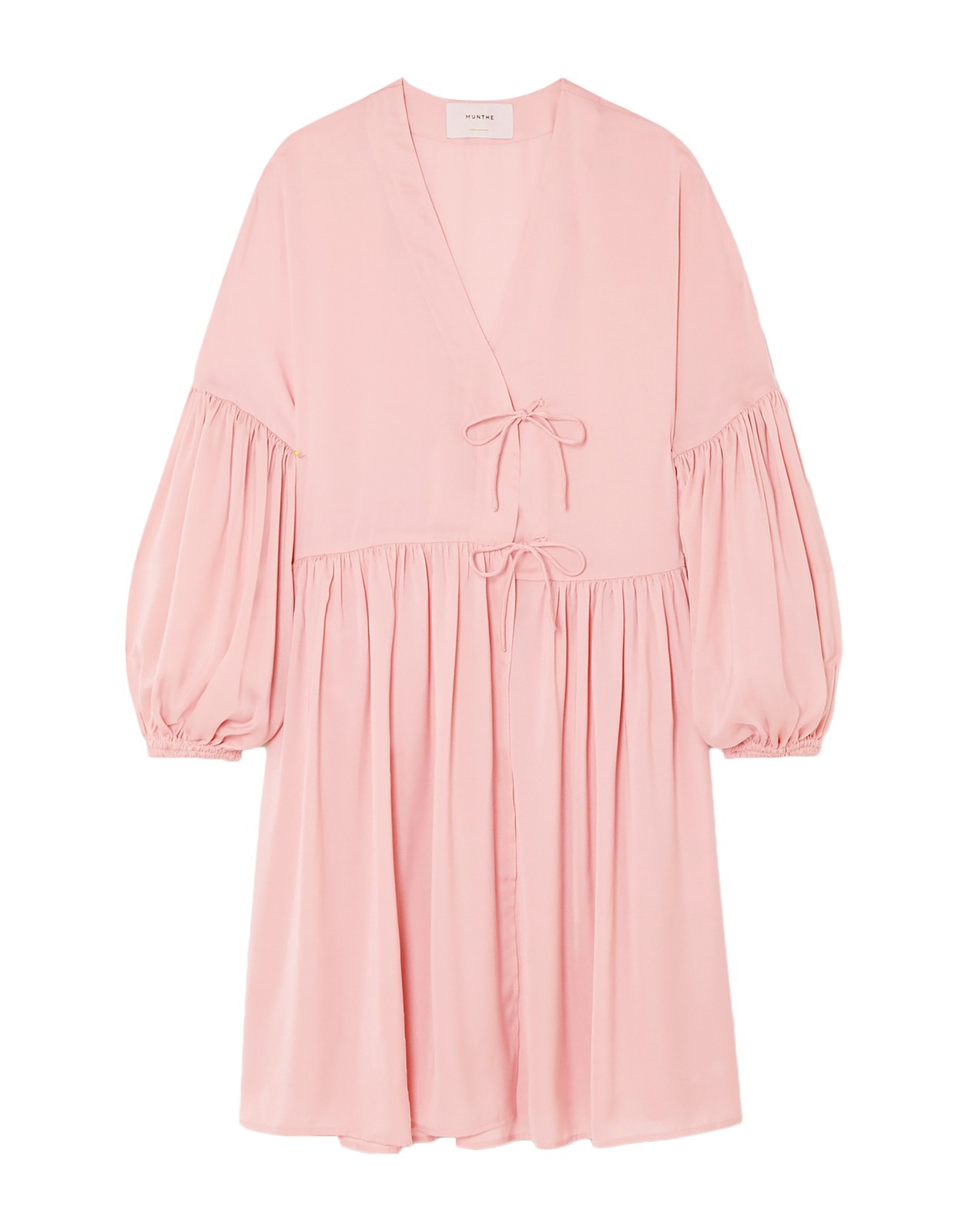 New MUNTHE Esra Pink Long Sleeve Wrap Mini Dress Size S