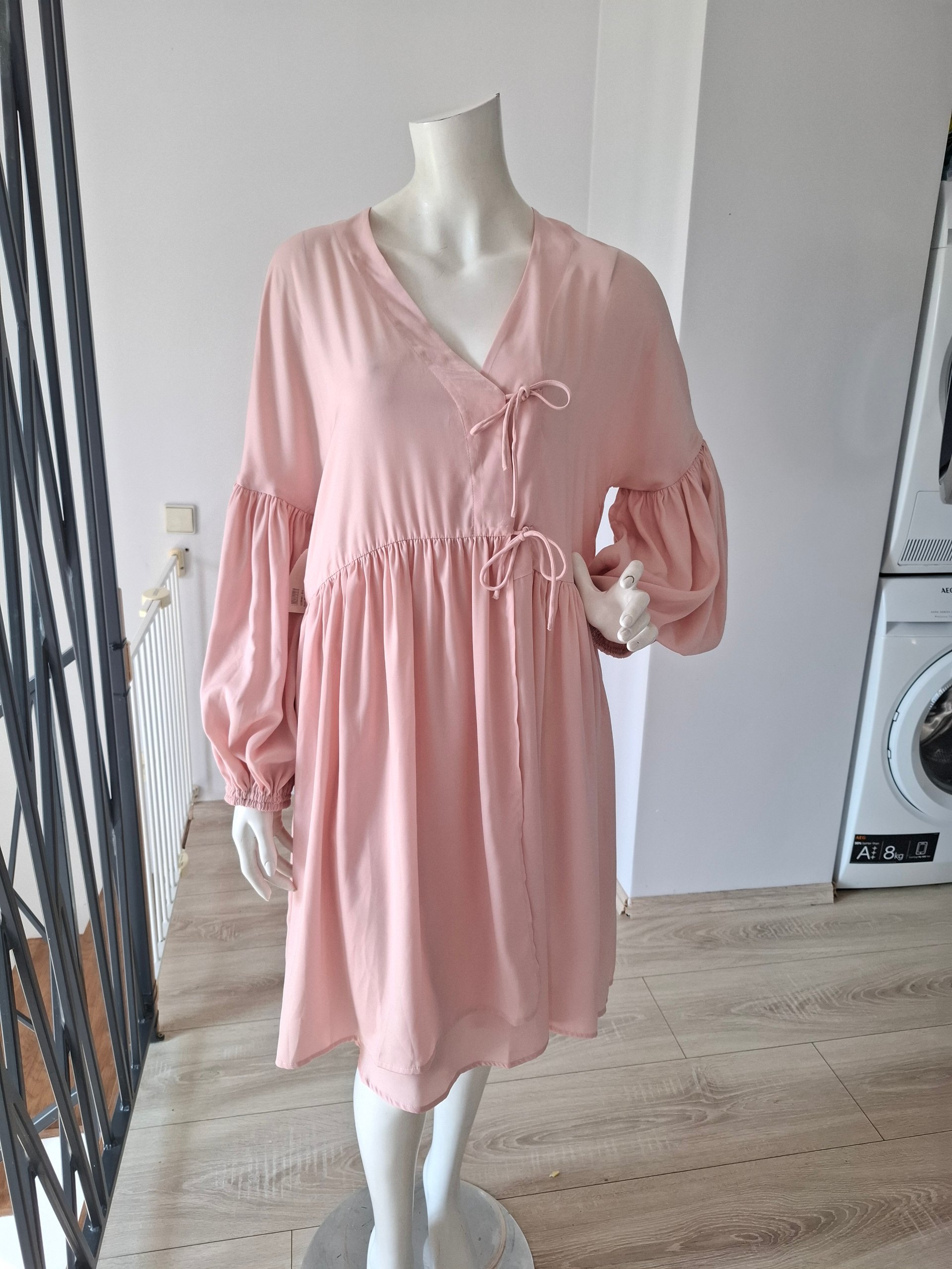 New MUNTHE Esra Pink Long Sleeve Wrap Mini Dress Size S image 5