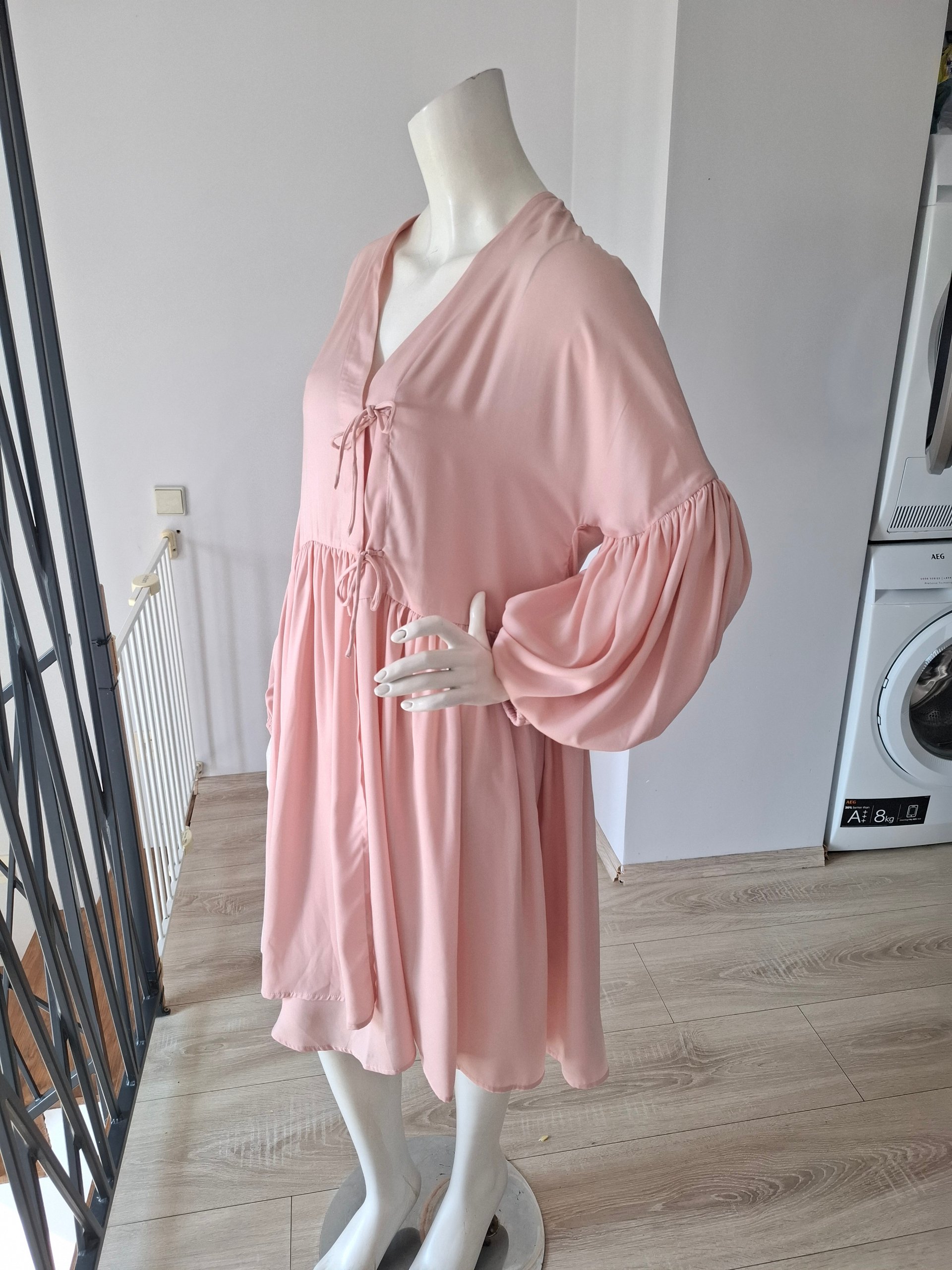 New MUNTHE Esra Pink Long Sleeve Wrap Mini Dress Size S image 6