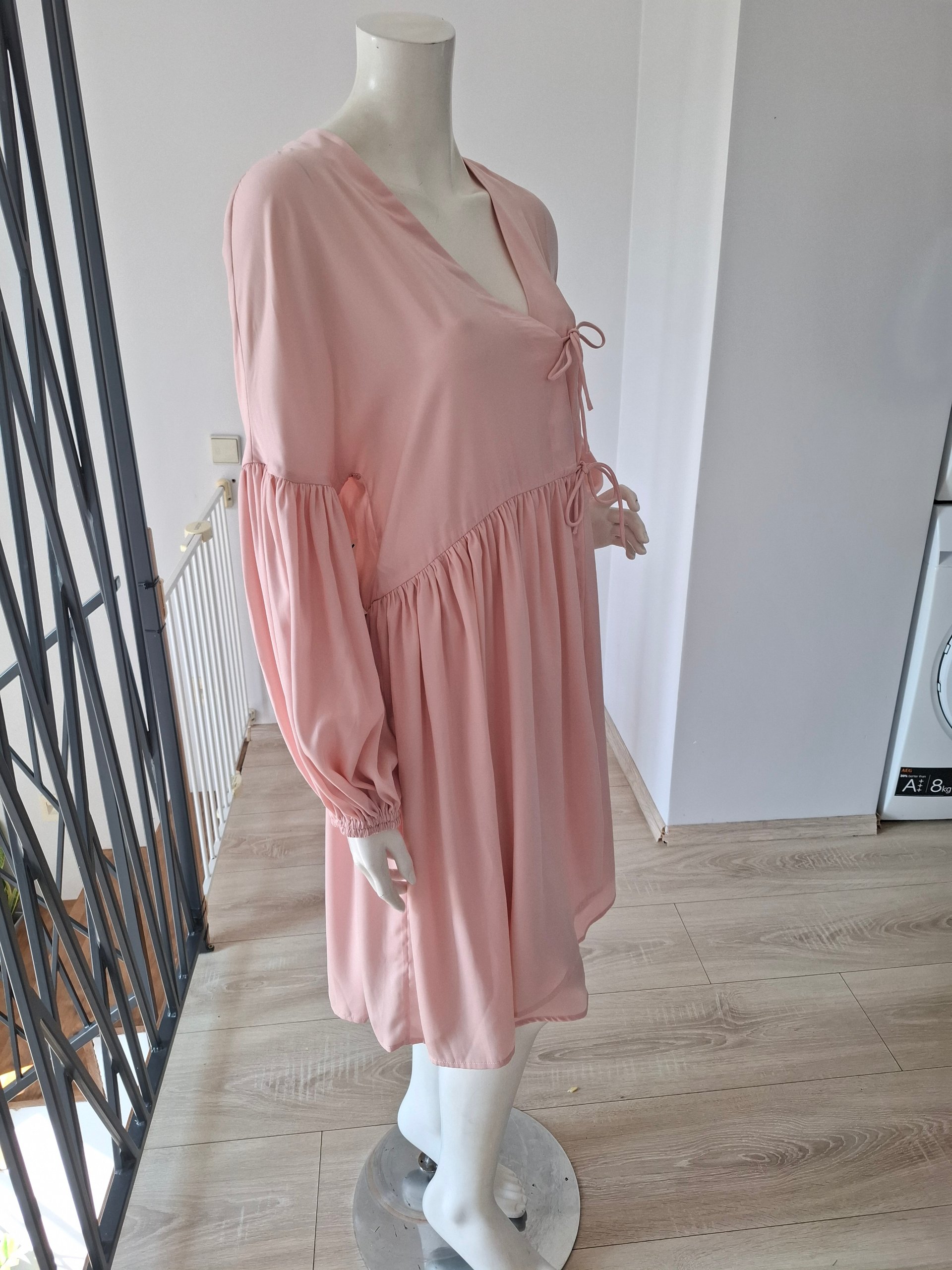 New MUNTHE Esra Pink Long Sleeve Wrap Mini Dress Size S image 7