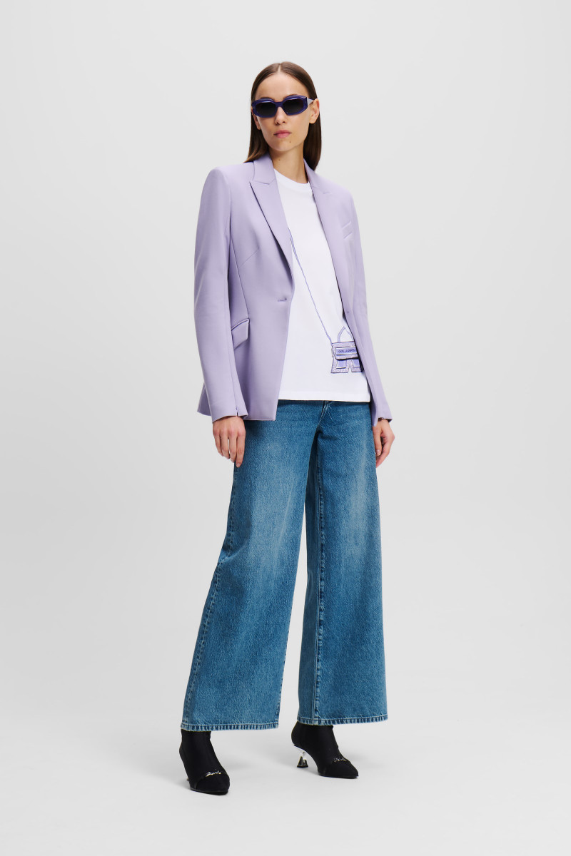 New Karl Lagerfeld Lavender Lilac Punto Single Button Blazer Size S image 4