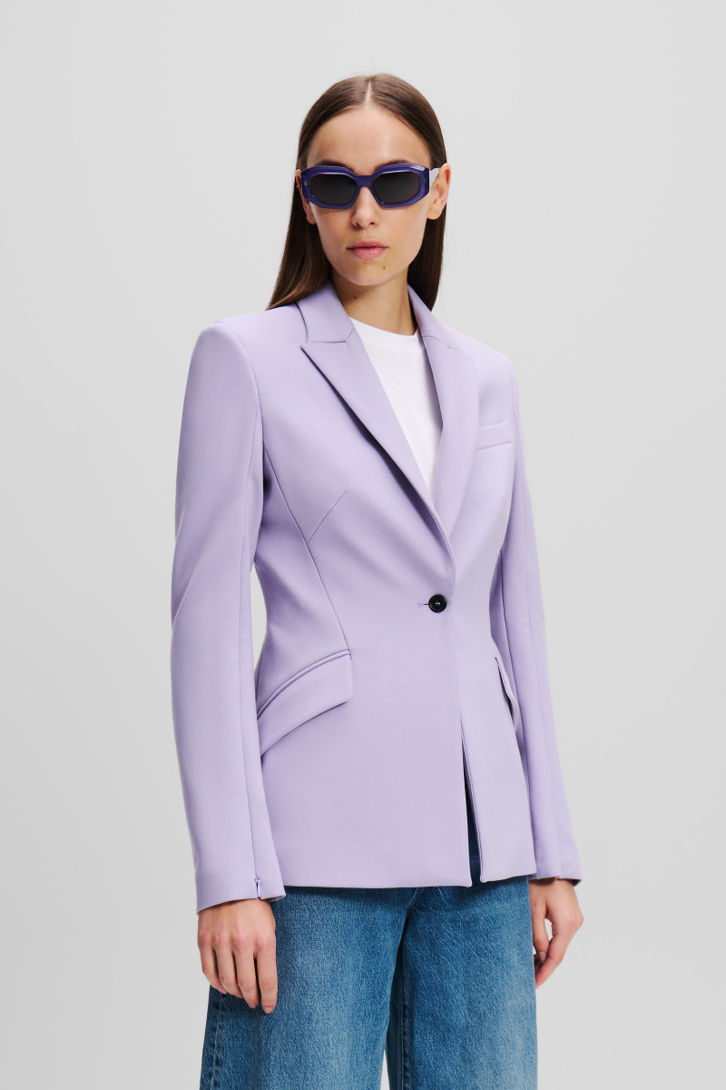 New Karl Lagerfeld Lavender Lilac Punto Single Button Blazer Size S image 2