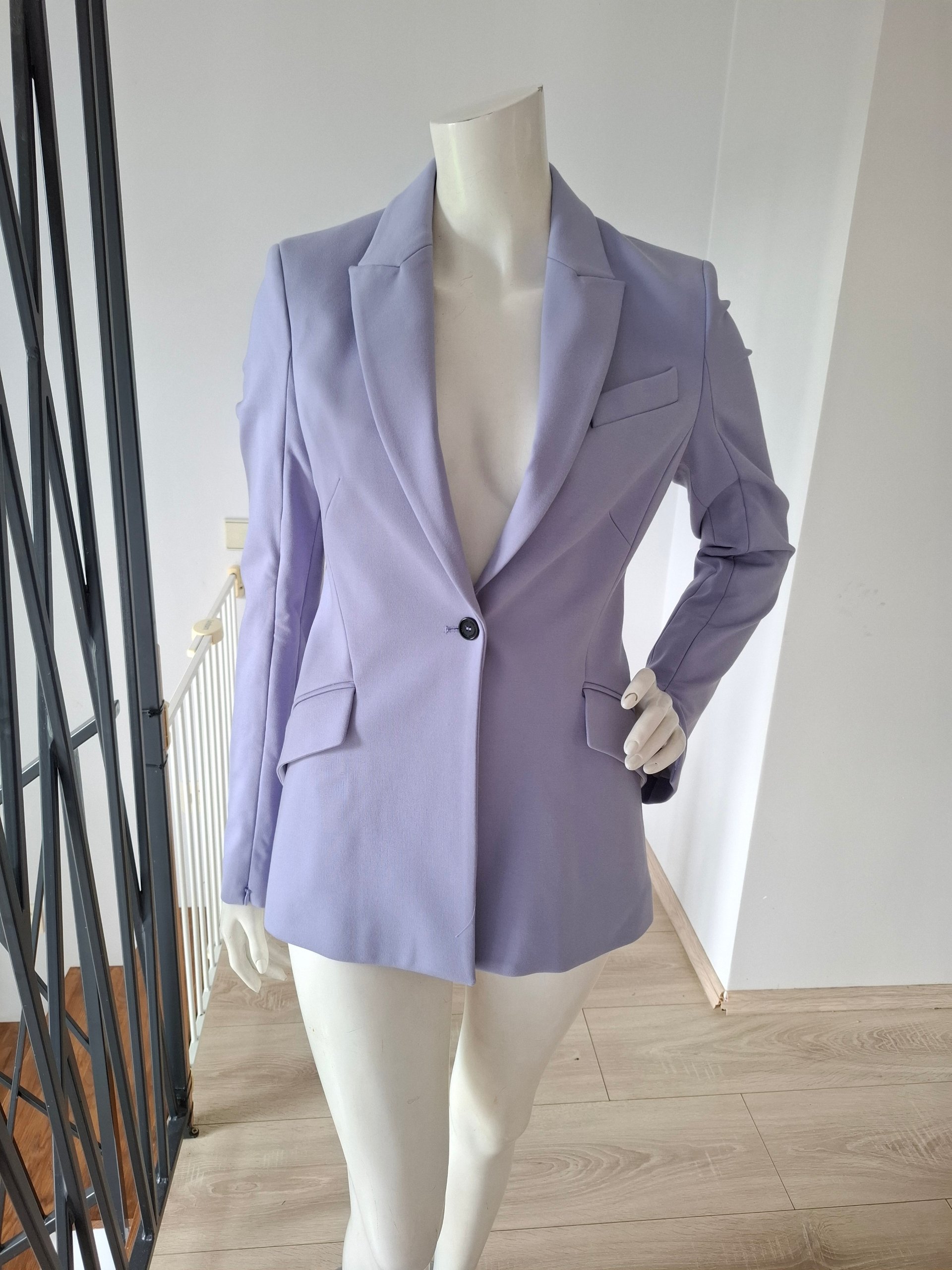 New Karl Lagerfeld Lavender Lilac Punto Single Button Blazer Size S image 9