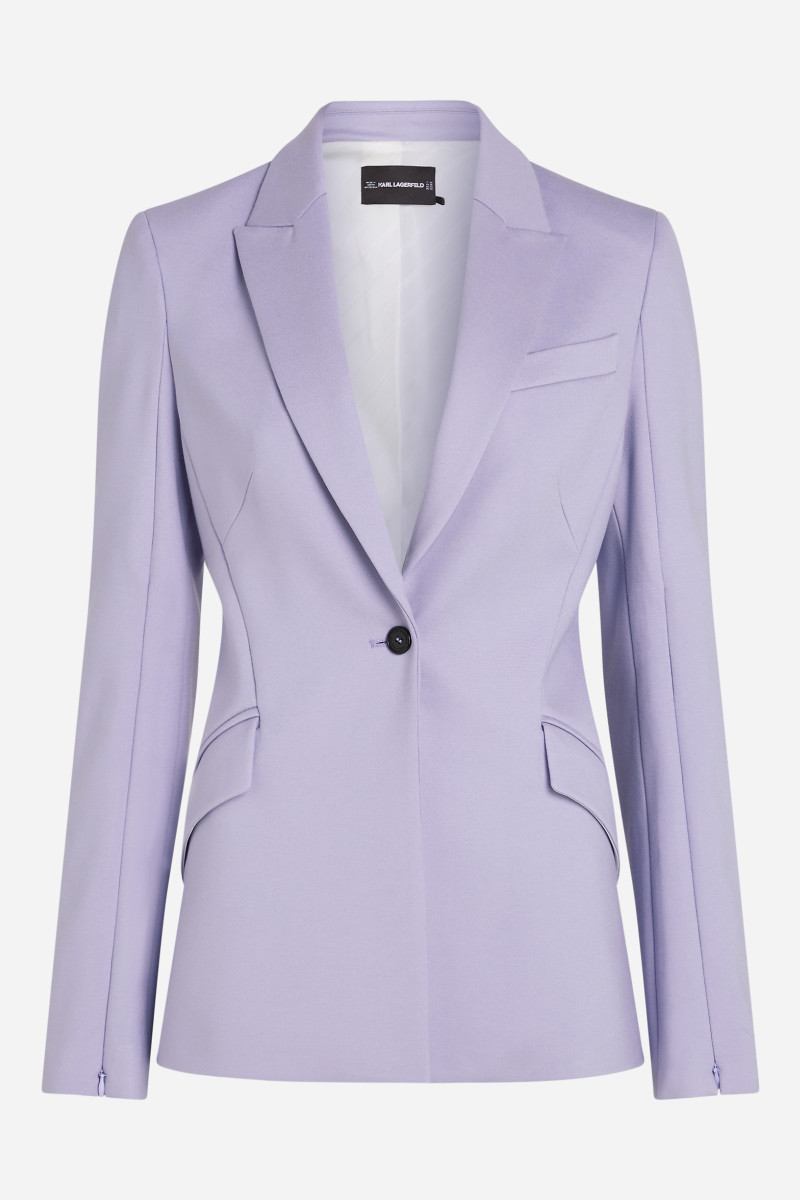 New Karl Lagerfeld Lavender Lilac Punto Single Button Blazer Size S