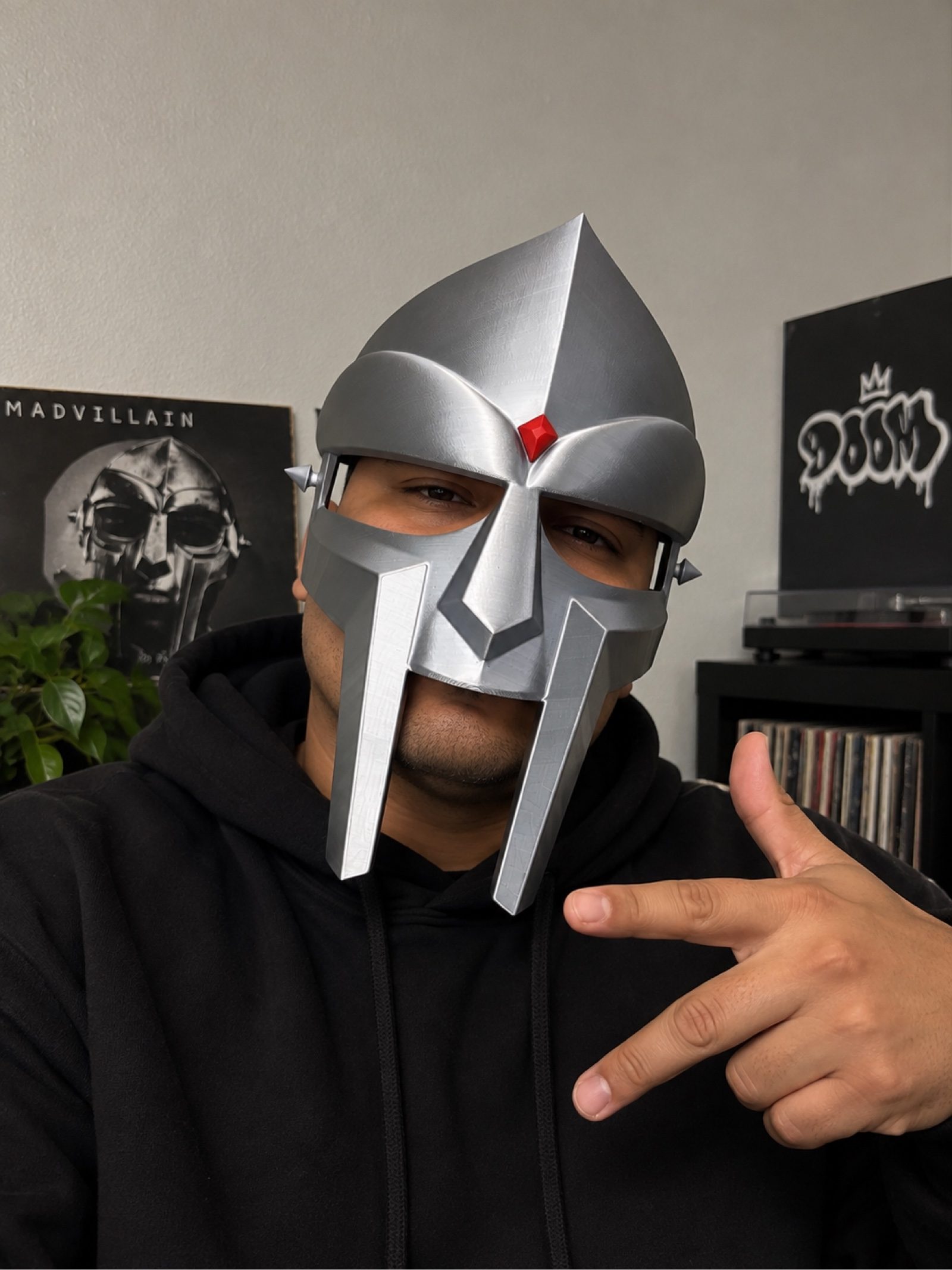 MF DOOM Inspired Life Size Face Piece | Halloween Cosplay Prop | Silver Black Copper | Hip Hop Display Decor image 2