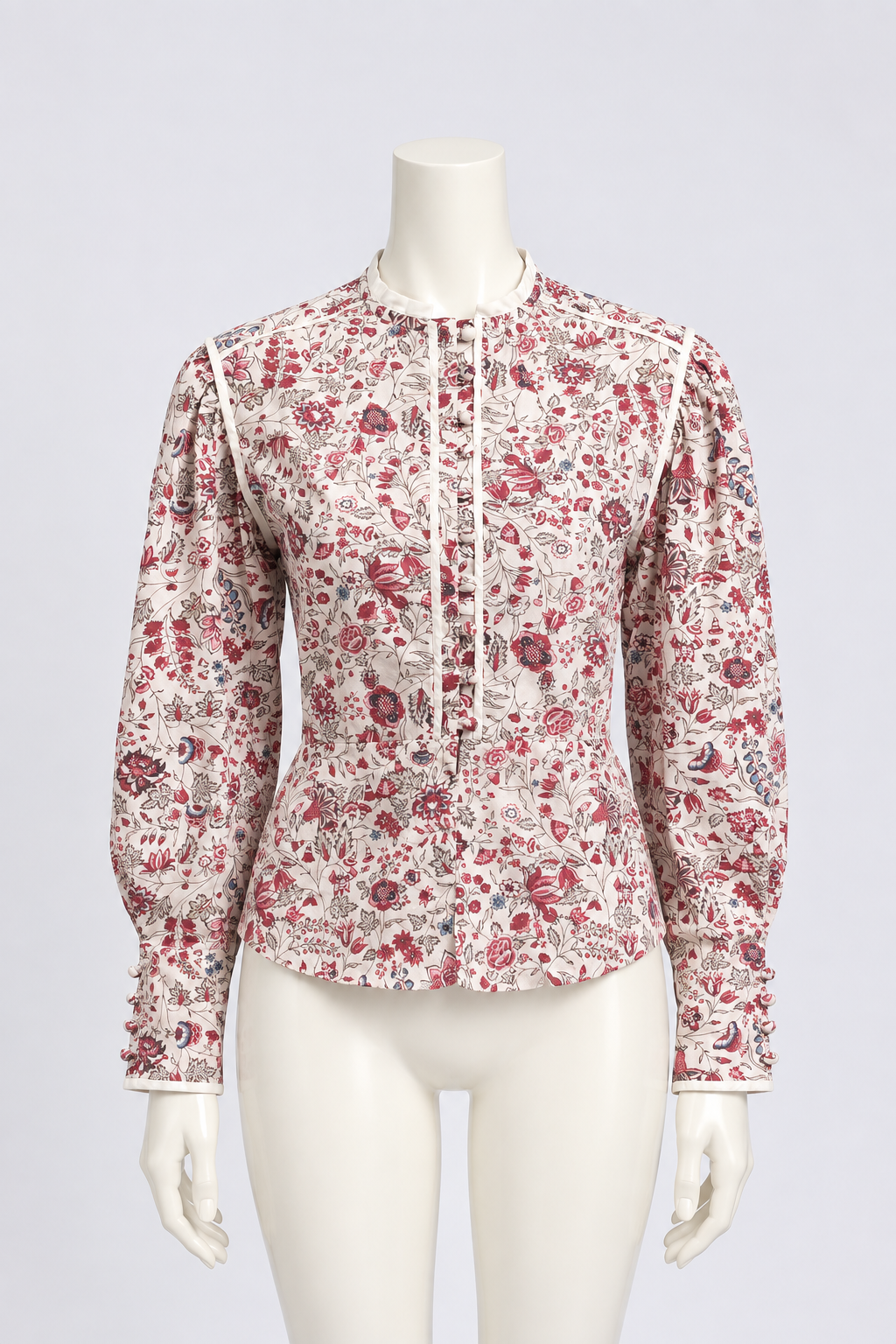 New Isabel Marant Cleosi Floral Print Silk Cotton Blouse Top Size L