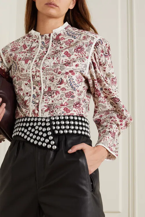 New Isabel Marant Cleosi Floral Print Silk Cotton Blouse Top Size L image 2