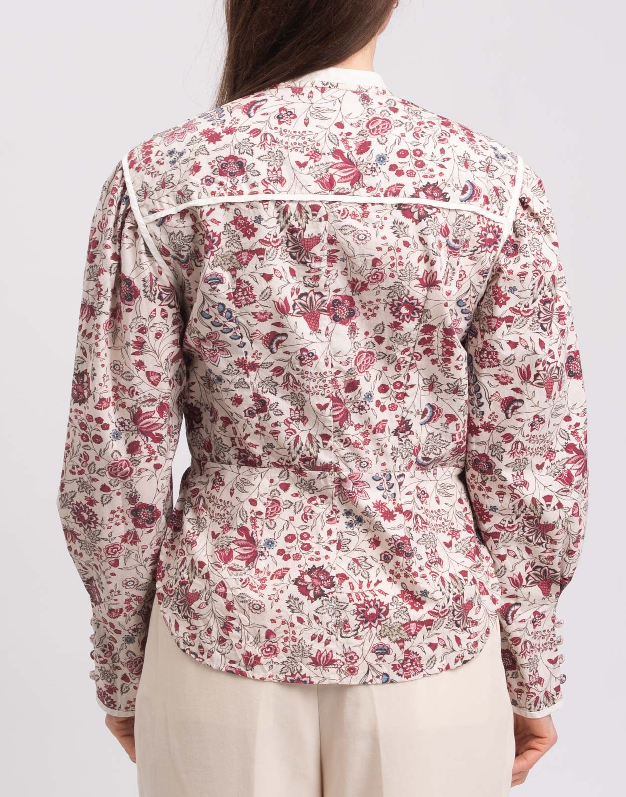 New Isabel Marant Cleosi Floral Print Silk Cotton Blouse Top Size L image 5
