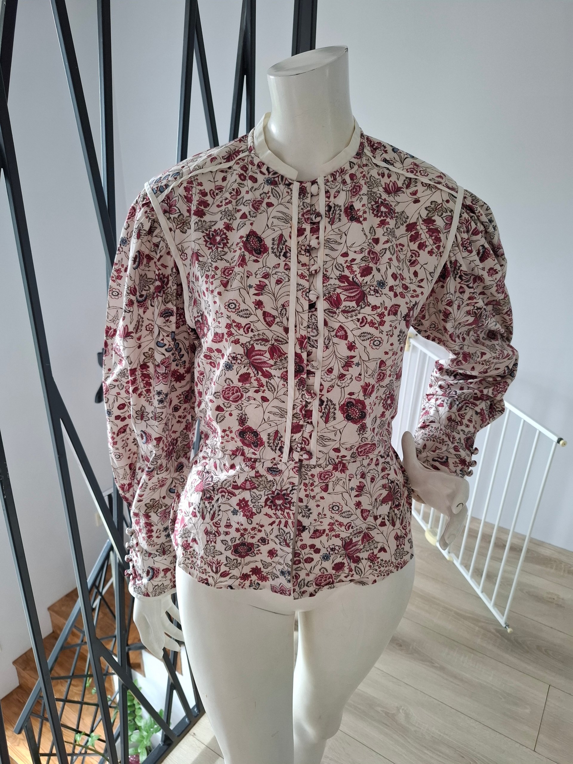 New Isabel Marant Cleosi Floral Print Silk Cotton Blouse Top Size L image 6