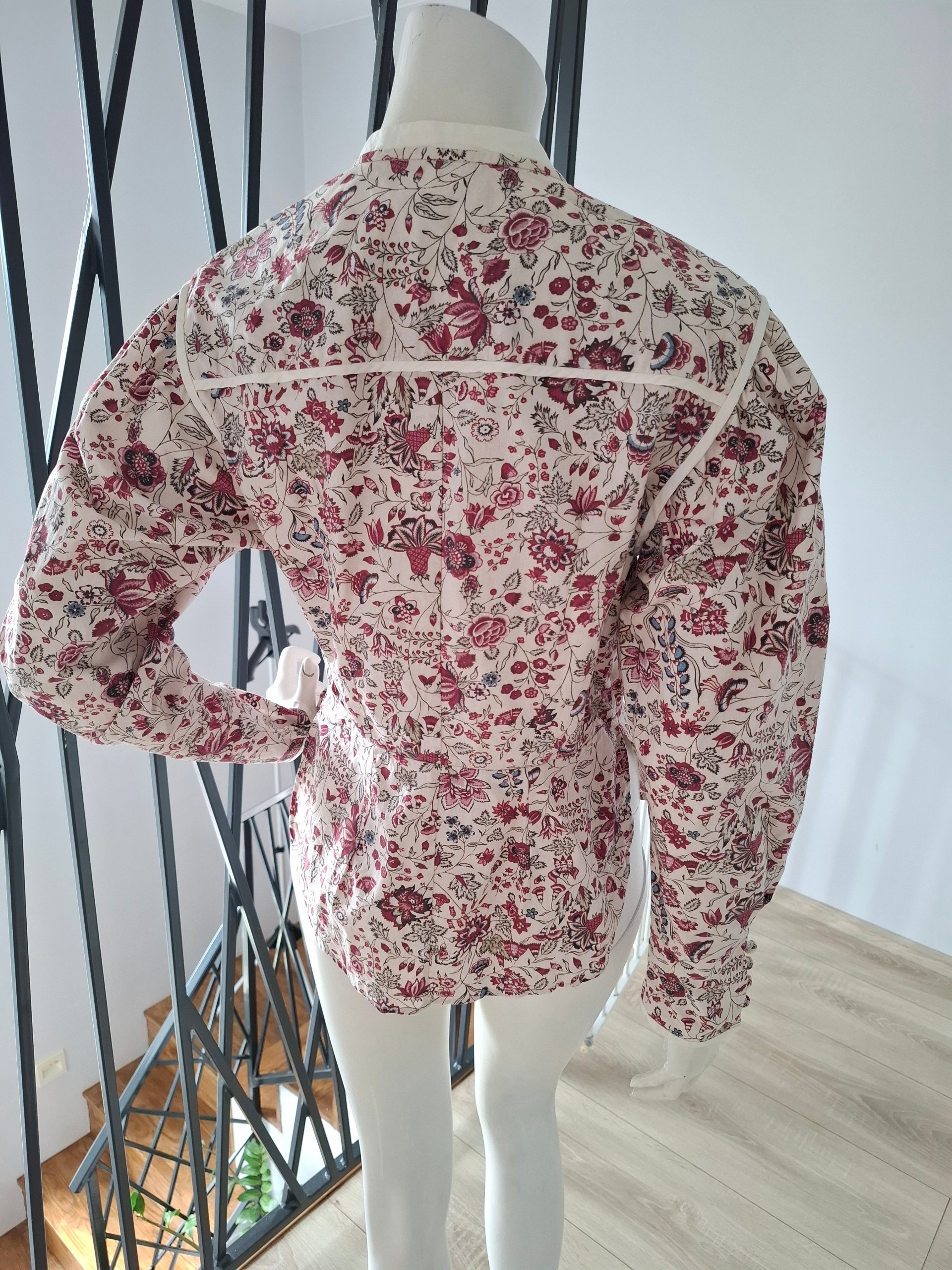 New Isabel Marant Cleosi Floral Print Silk Cotton Blouse Top Size L image 10