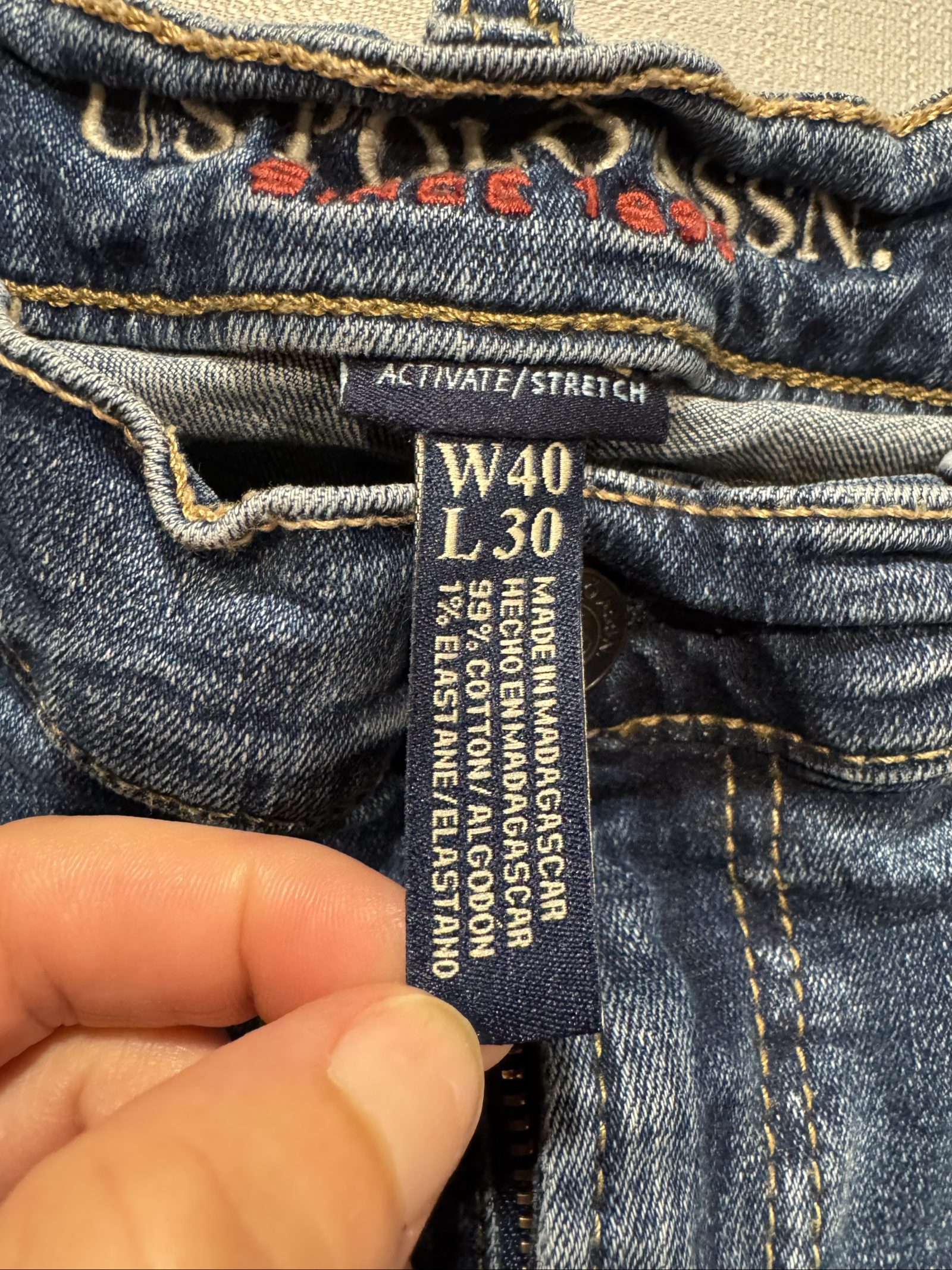 Men’s U.S. Polo Assn. Active Stretch Jeans – Medium Wash Blue – 40x30 image 3