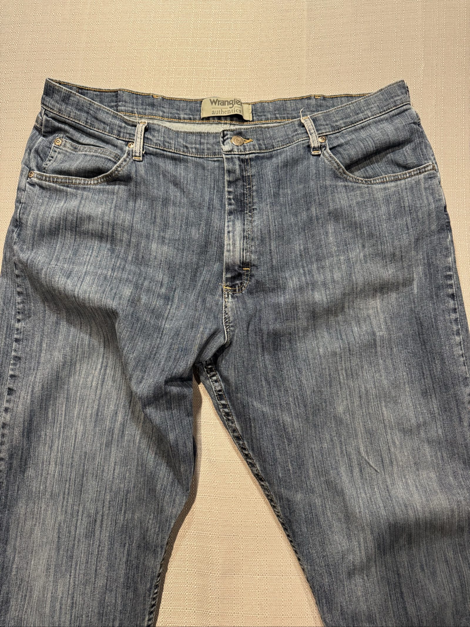 Men’s Wrangler Authentics Relaxed Fit Jeans – Medium Wash Blue – 40x30 image 2