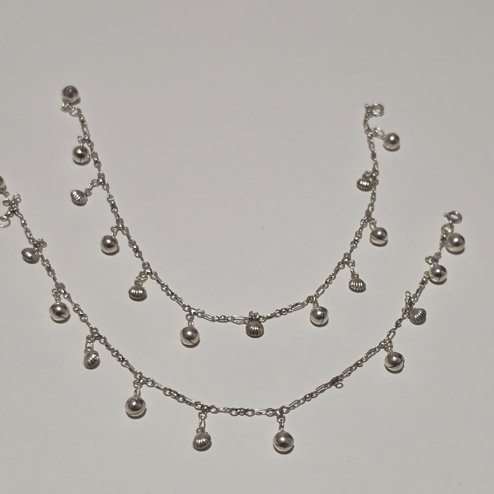 925 Silver Shell & Ball Charm Chain ancklets. B8