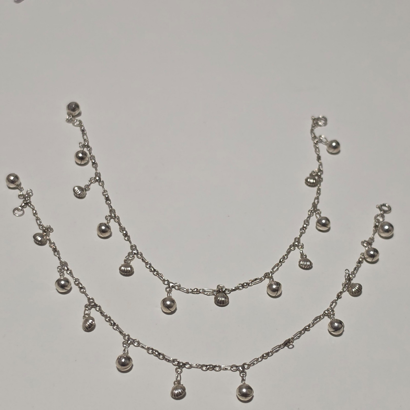 925 Silver Shell & Ball Charm Chain ancklets. B8 image 2