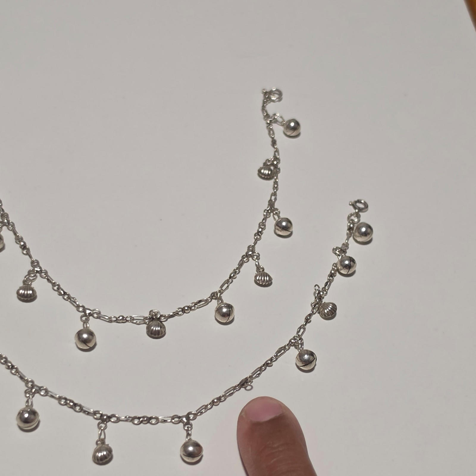 925 Silver Shell & Ball Charm Chain ancklets. B8 image 3