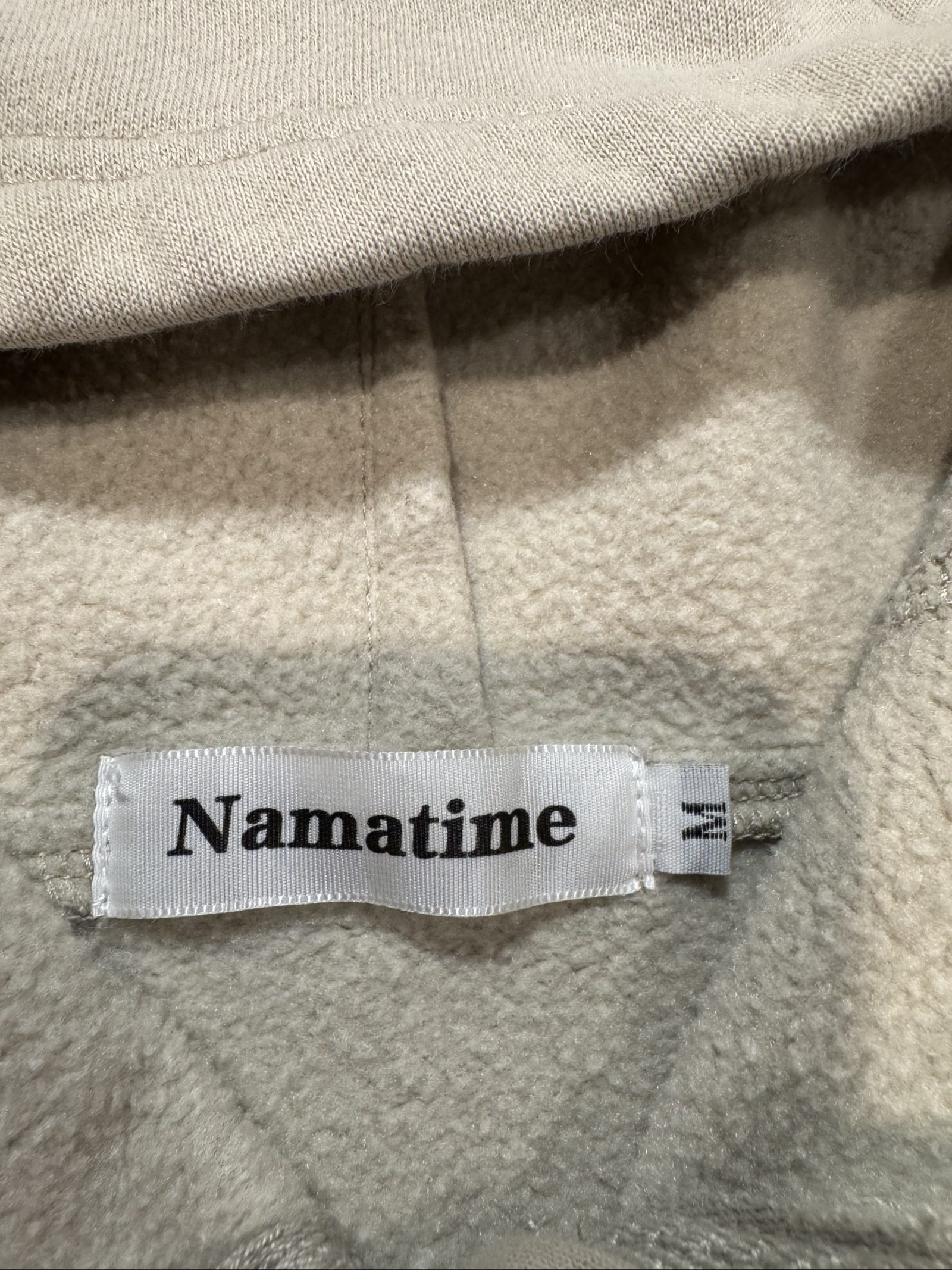 Women’s Namatime Full Zip Fleece Lined Hoodie – Cream Beige – Medium image 3
