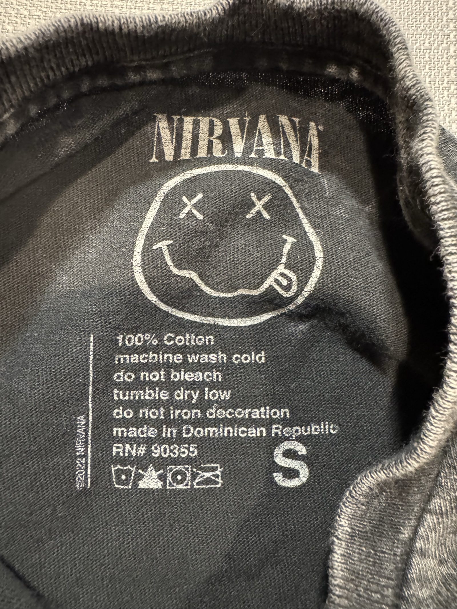 Women's Nirvana Smiley Face Graphic T-Shirt – Black Gray – Small image 2