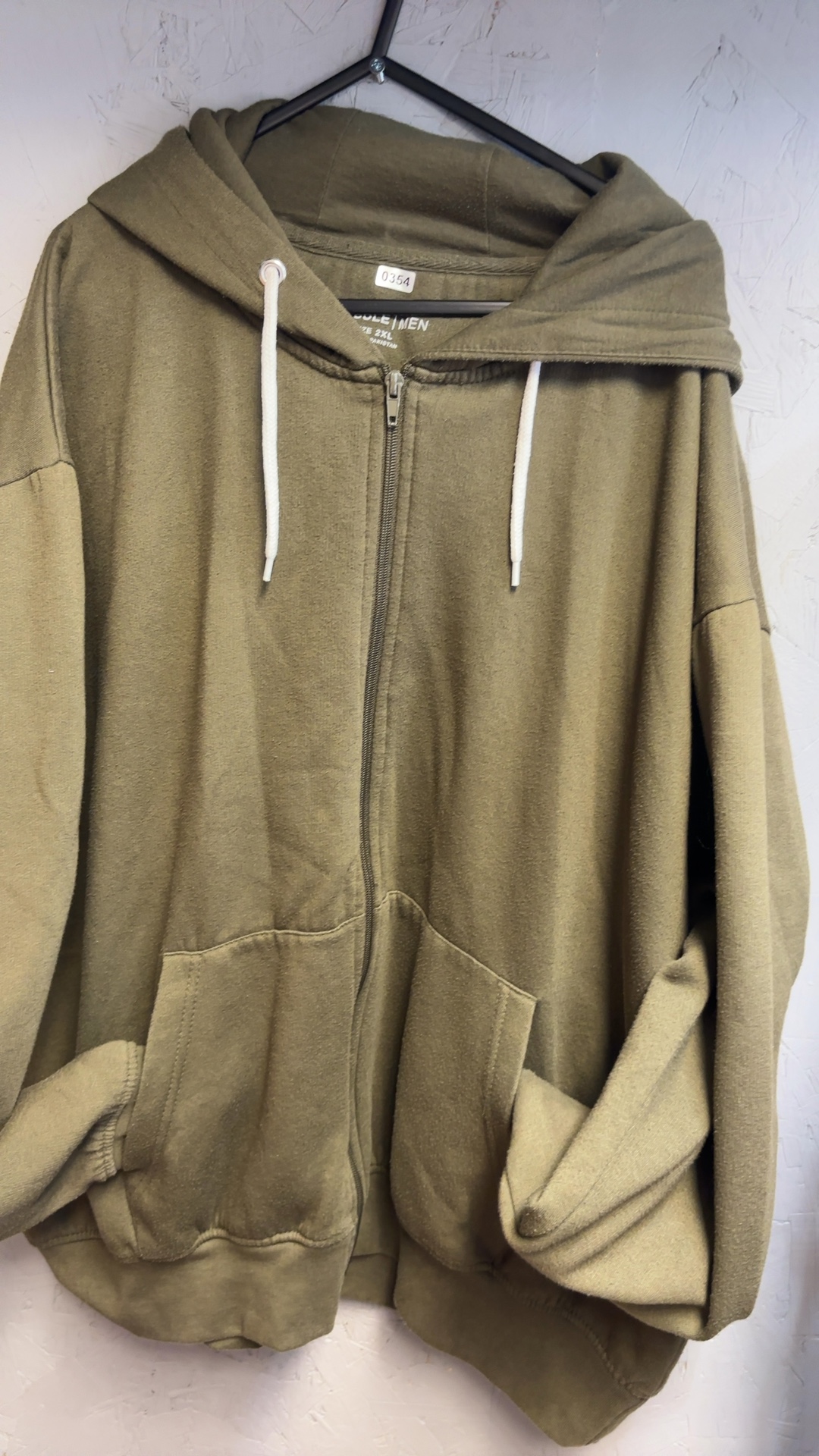 Jacamo Mens Khaki Green Zip-Up Hoodie 2XL Drawstring Pockets very good condition