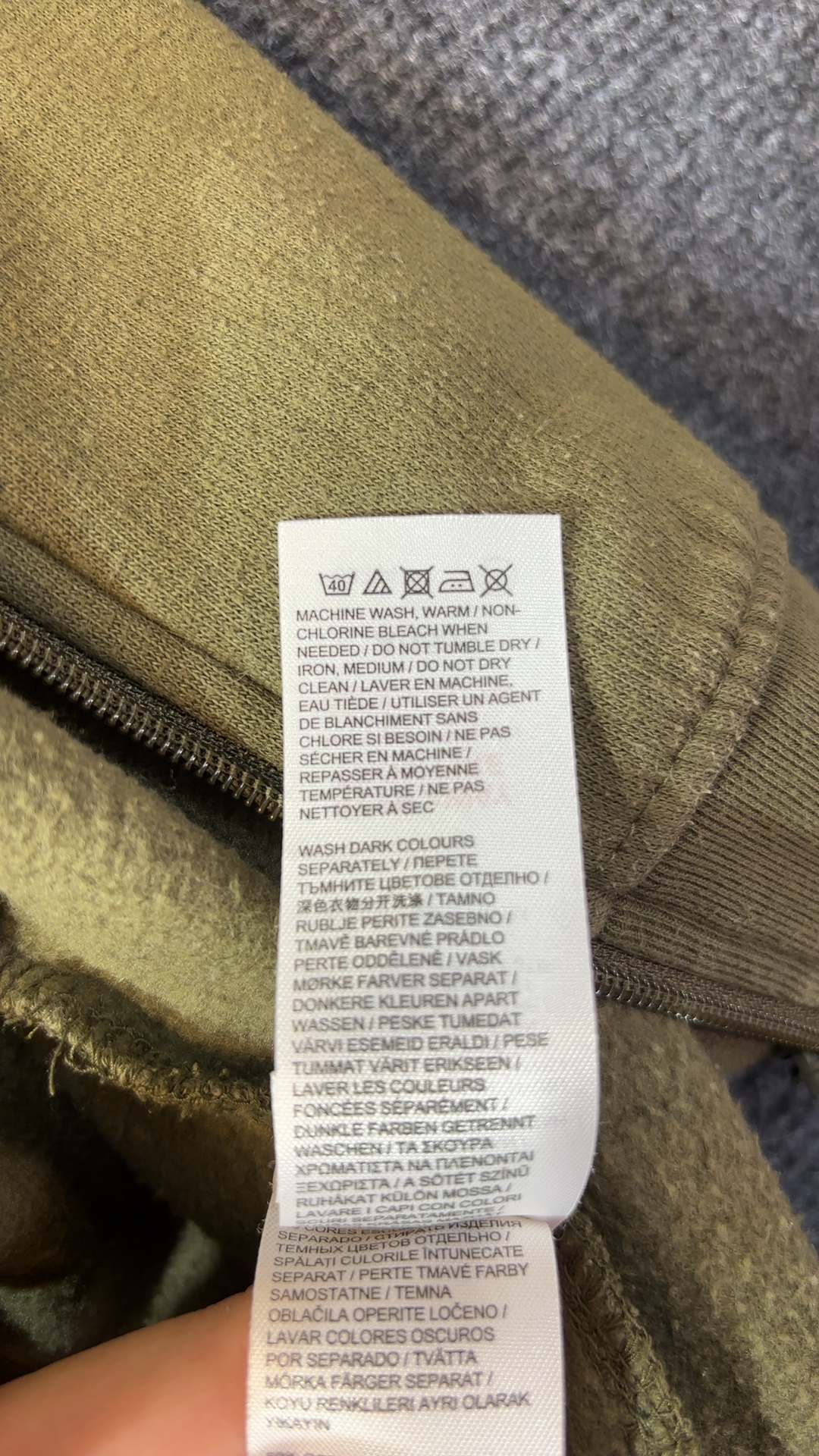 Jacamo Mens Khaki Green Zip-Up Hoodie 2XL Drawstring Pockets very good condition image 5