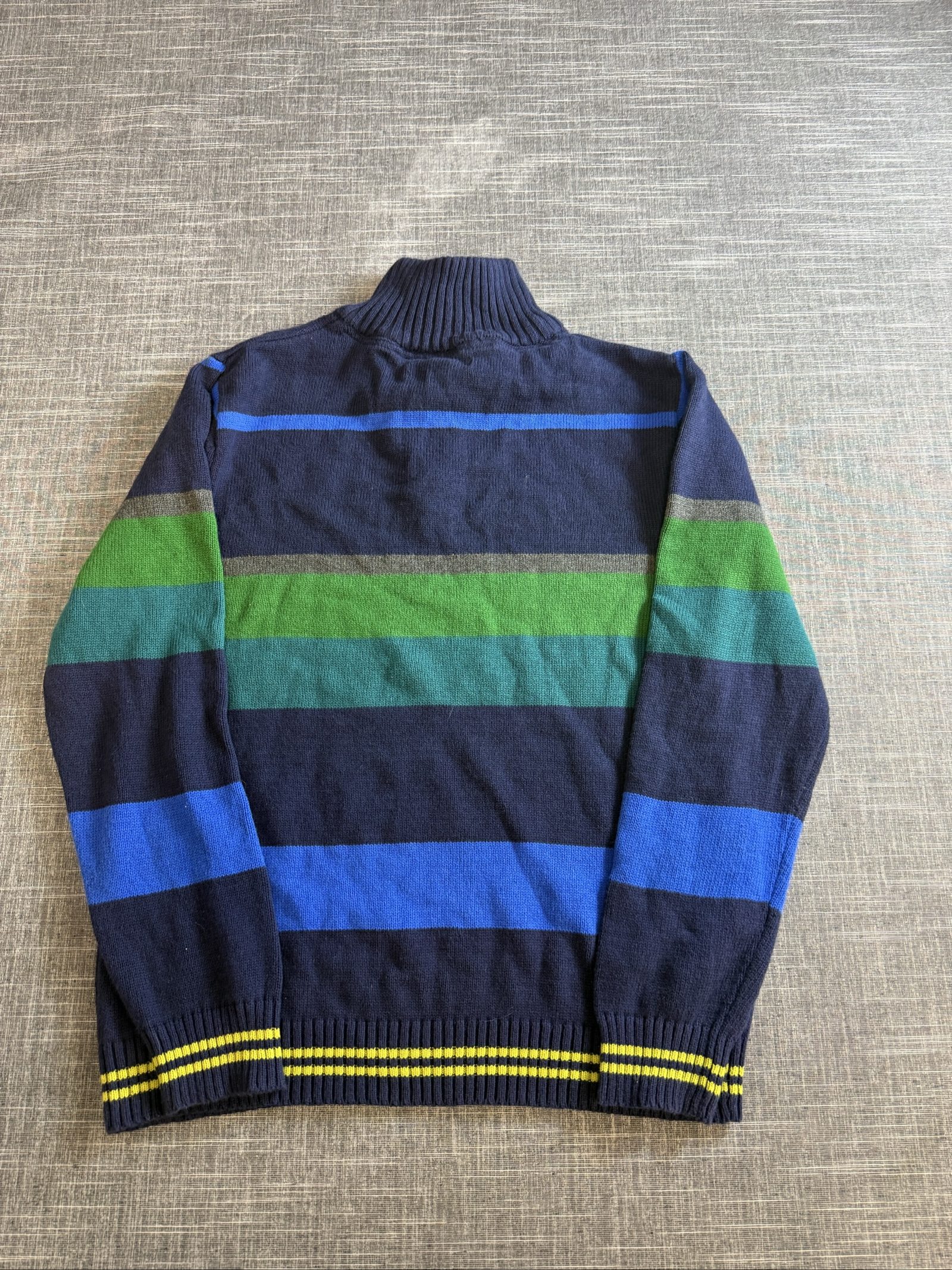 Nautica Men’s Striped Half Zip Cotton Sweater Medium Navy Green Blue image 4