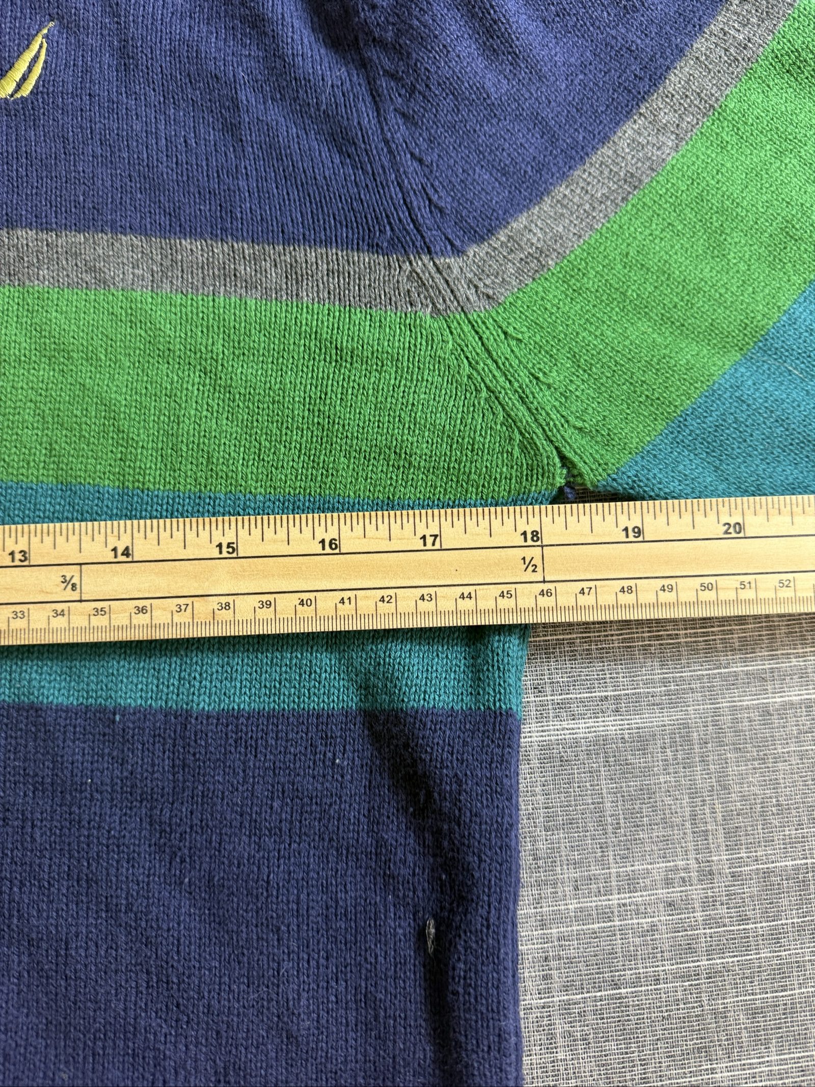 Nautica Men’s Striped Half Zip Cotton Sweater Medium Navy Green Blue image 5