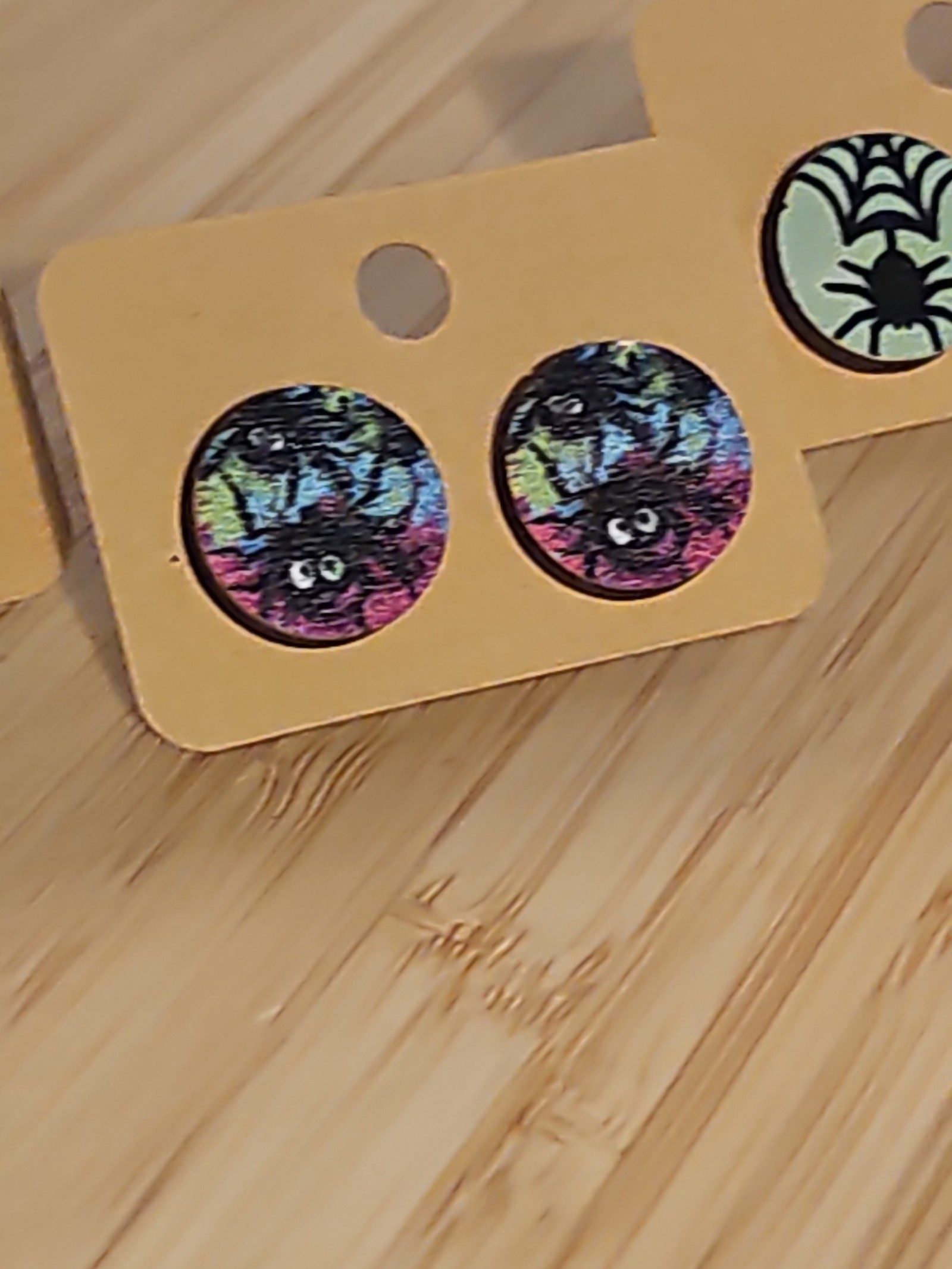 Halloween Multi Colour Spider Earrings Set One Size 1.5 cm Diameter image 3