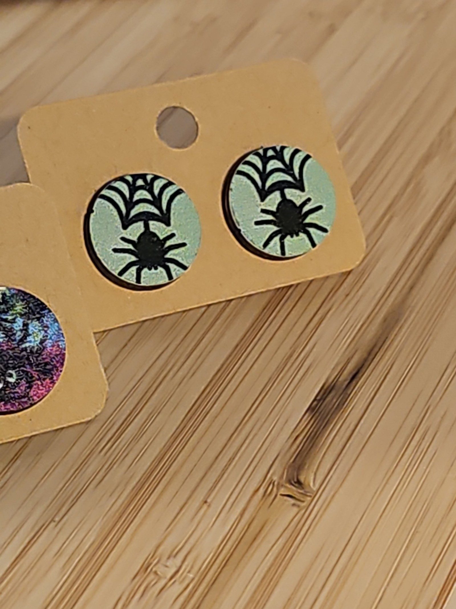Halloween Multi Colour Spider Earrings Set One Size 1.5 cm Diameter image 4
